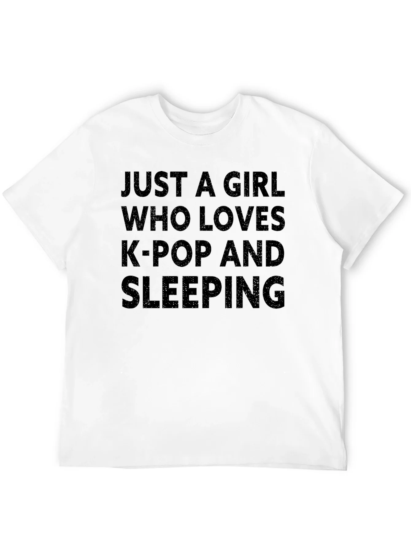 Camiseta Negra: Chica Amante del K-Pop y Dormir