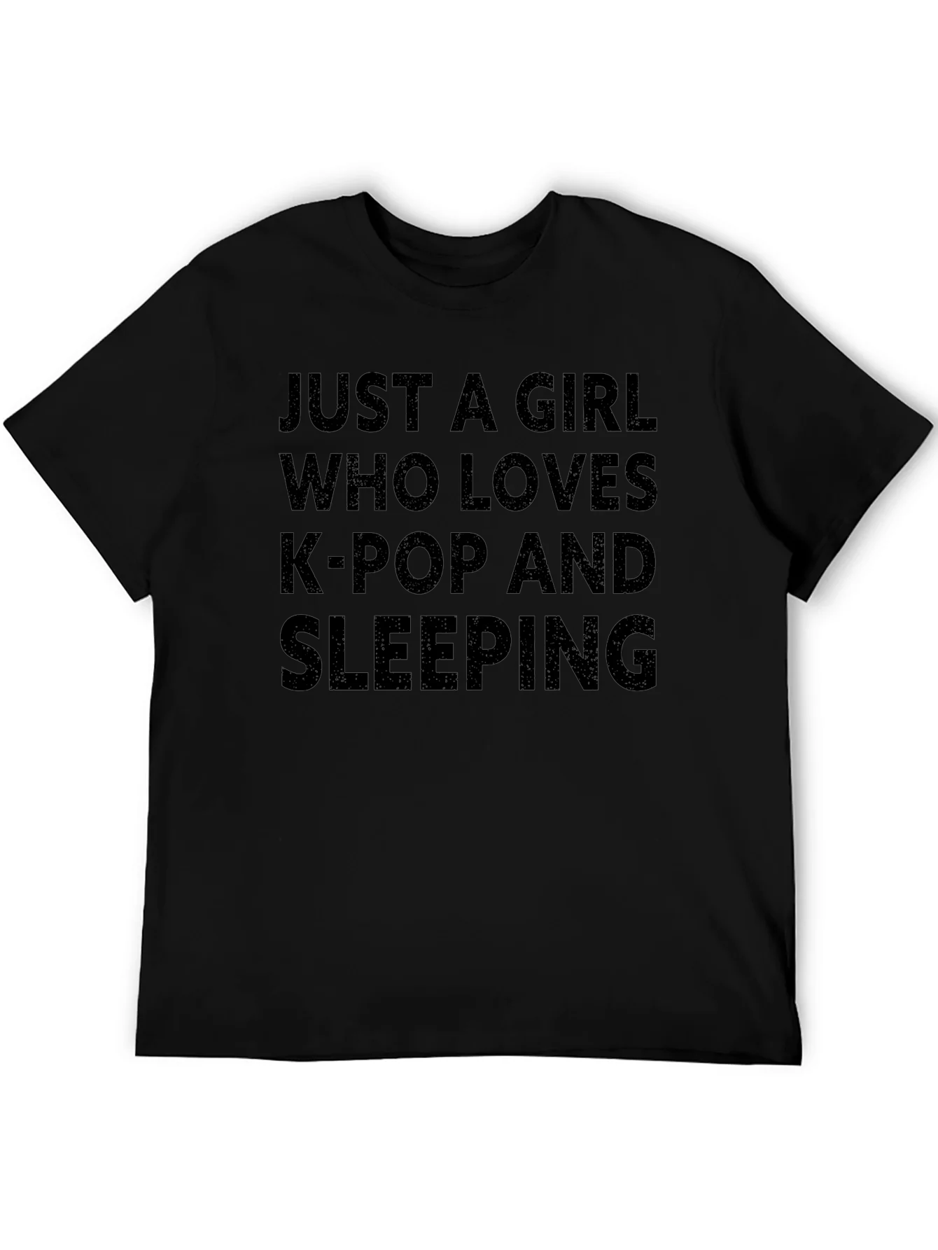 Camiseta Negra: Chica Amante del K-Pop y Dormir