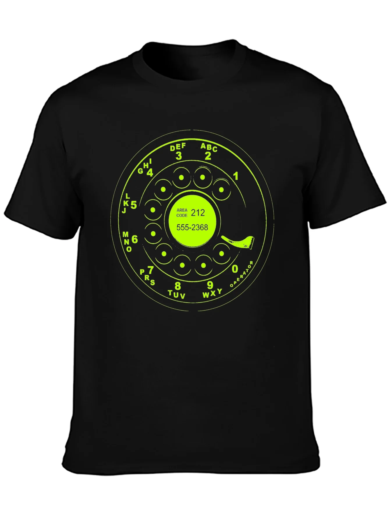 Camiseta Negra con Dise?o Retro de Tel¨¦fono