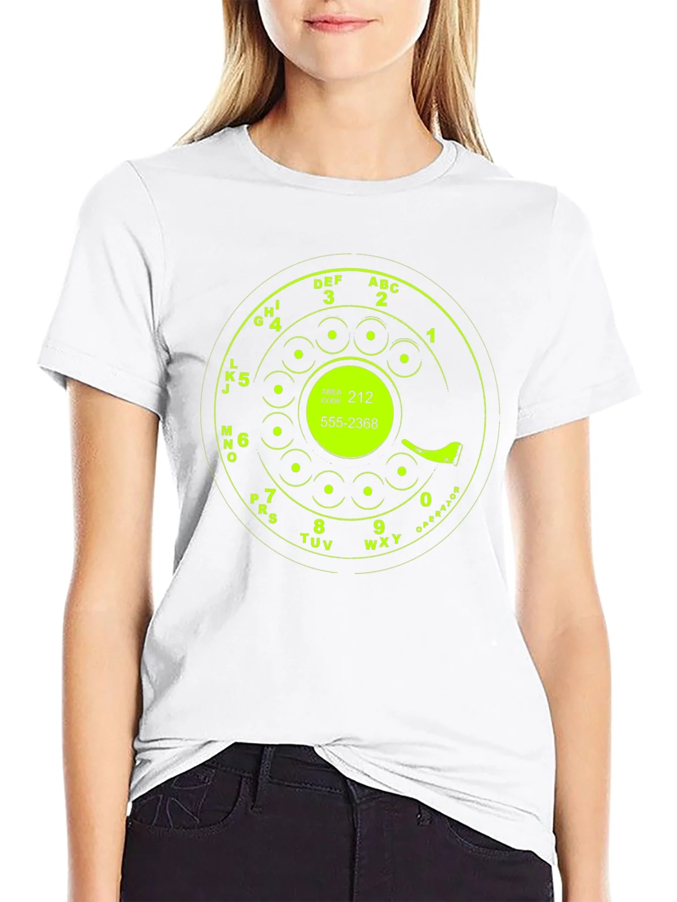 Camiseta Negra con Dise?o Retro de Tel¨¦fono
