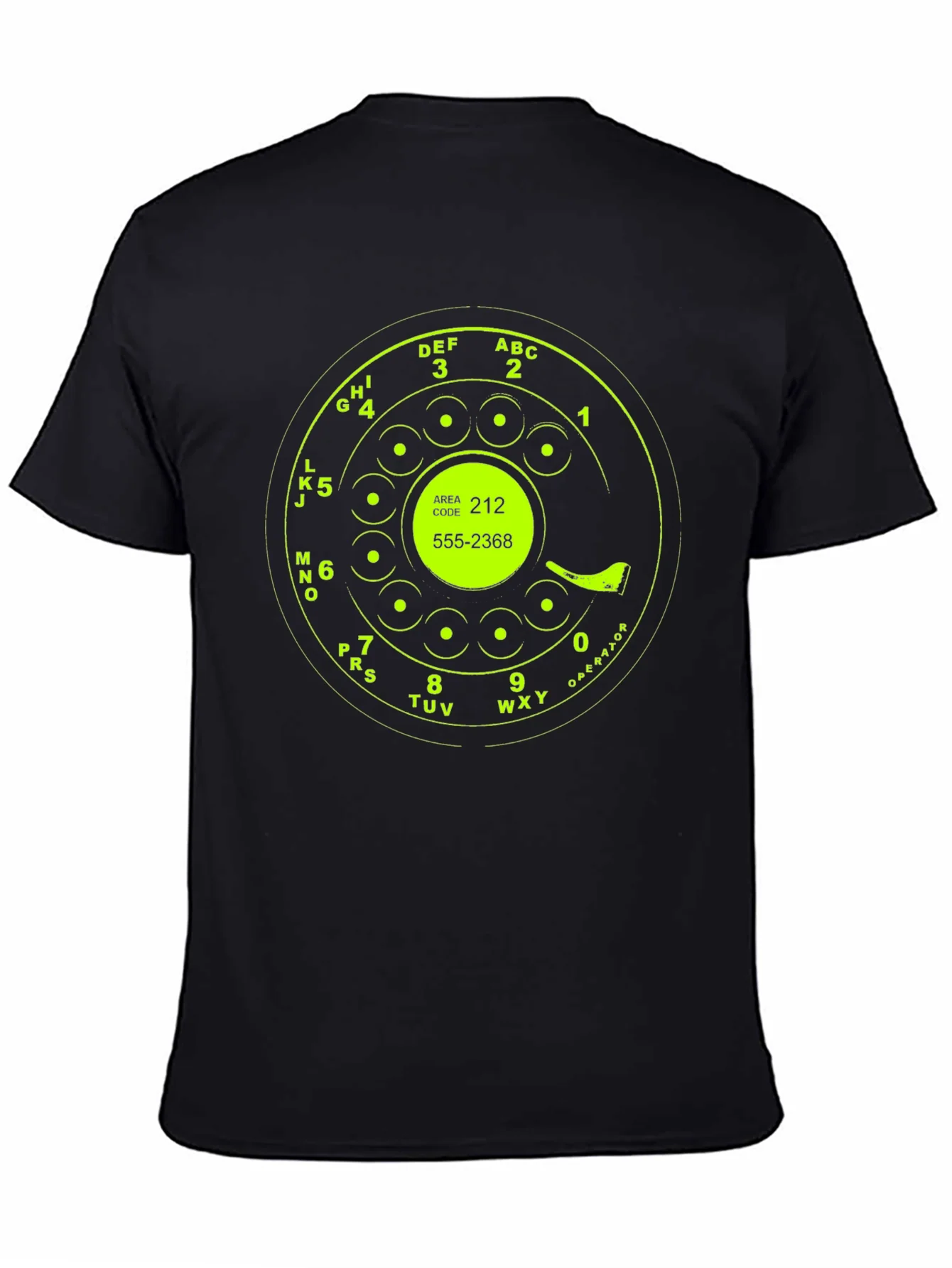 Camiseta Negra con Dise?o Retro de Tel¨¦fono