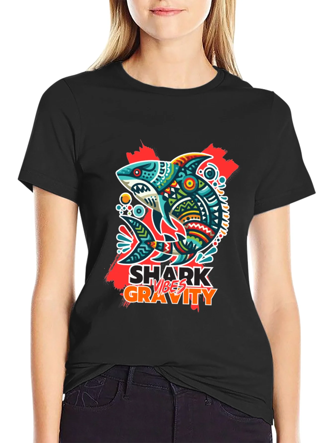 Rebbecca Shark Vibes Gravity Black T-Shirt