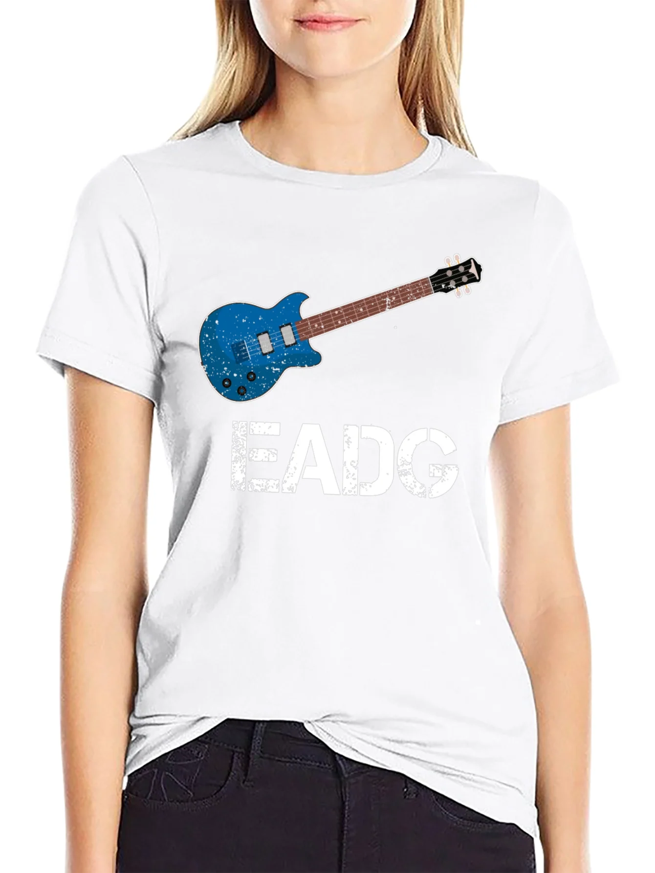 Camiseta Negra Guitarra EADG para M¨²sicos