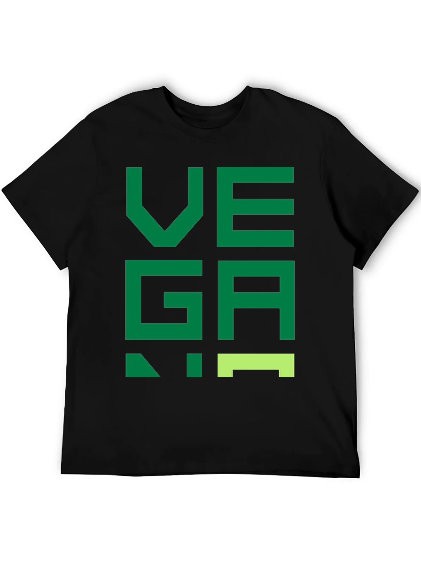 Camiseta Negra con Dise?o Vegano Verde Pixelado