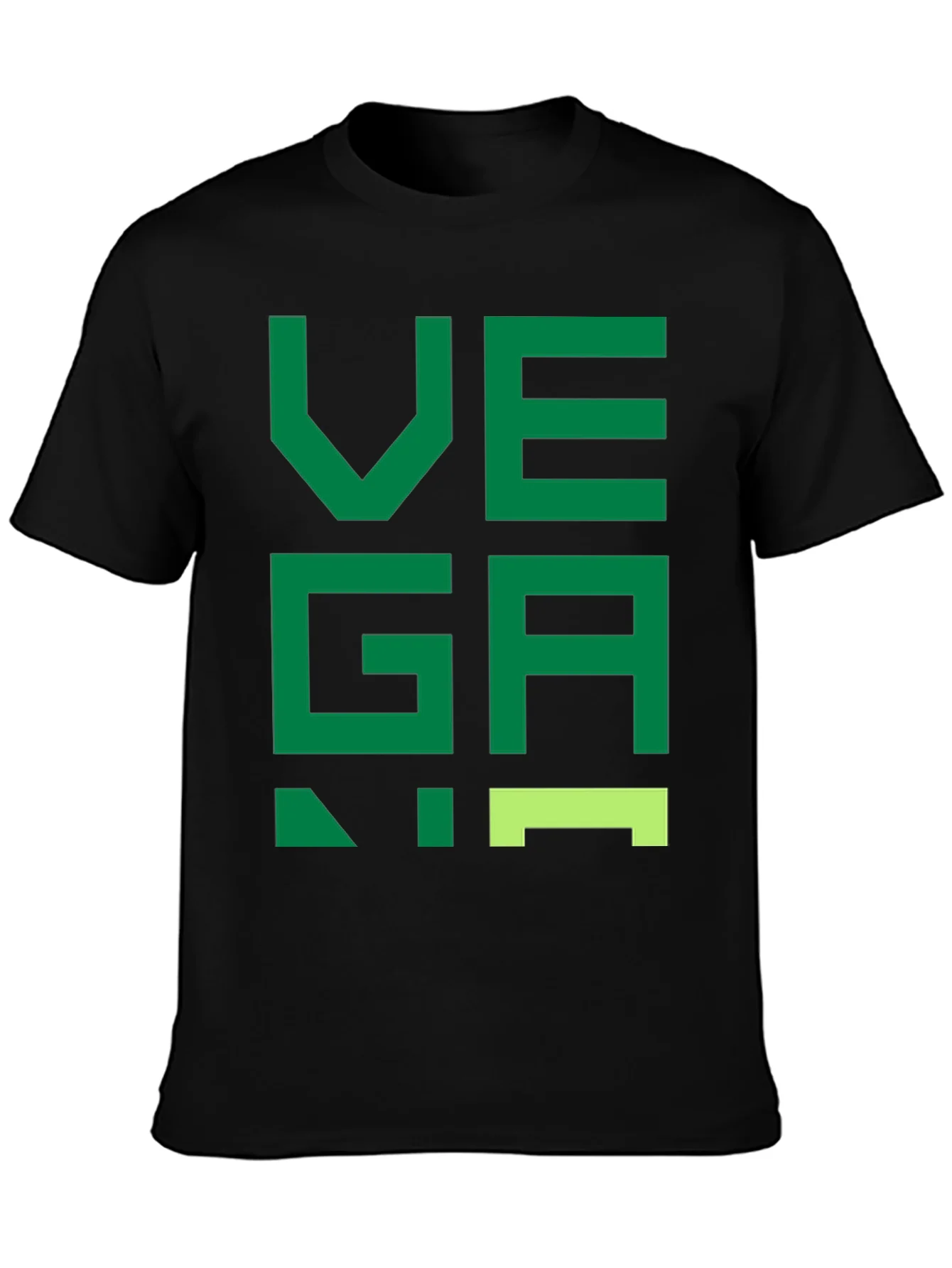 Camiseta Negra con Dise?o Vegano Verde Pixelado