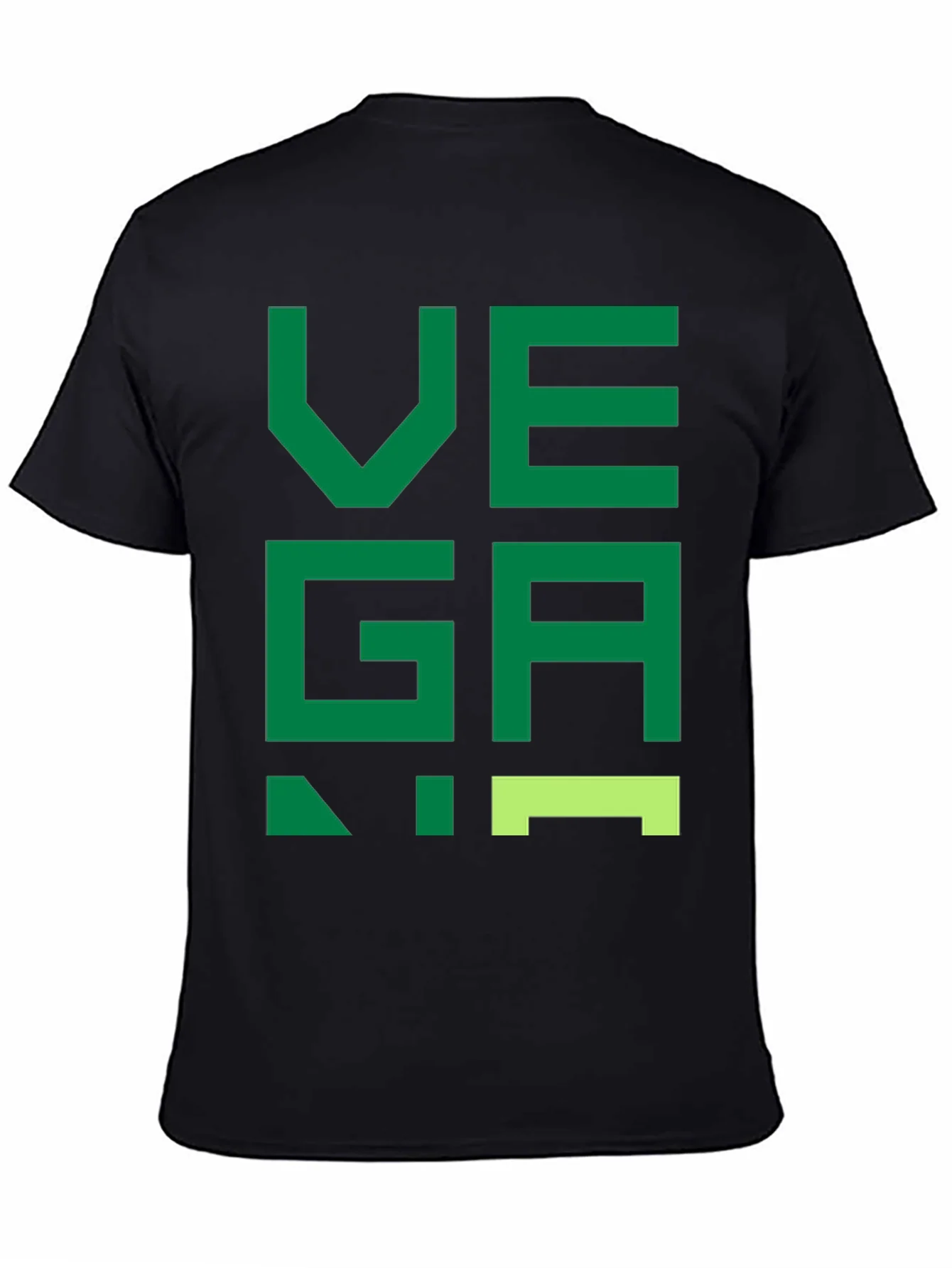 Camiseta Negra con Dise?o Vegano Verde Pixelado