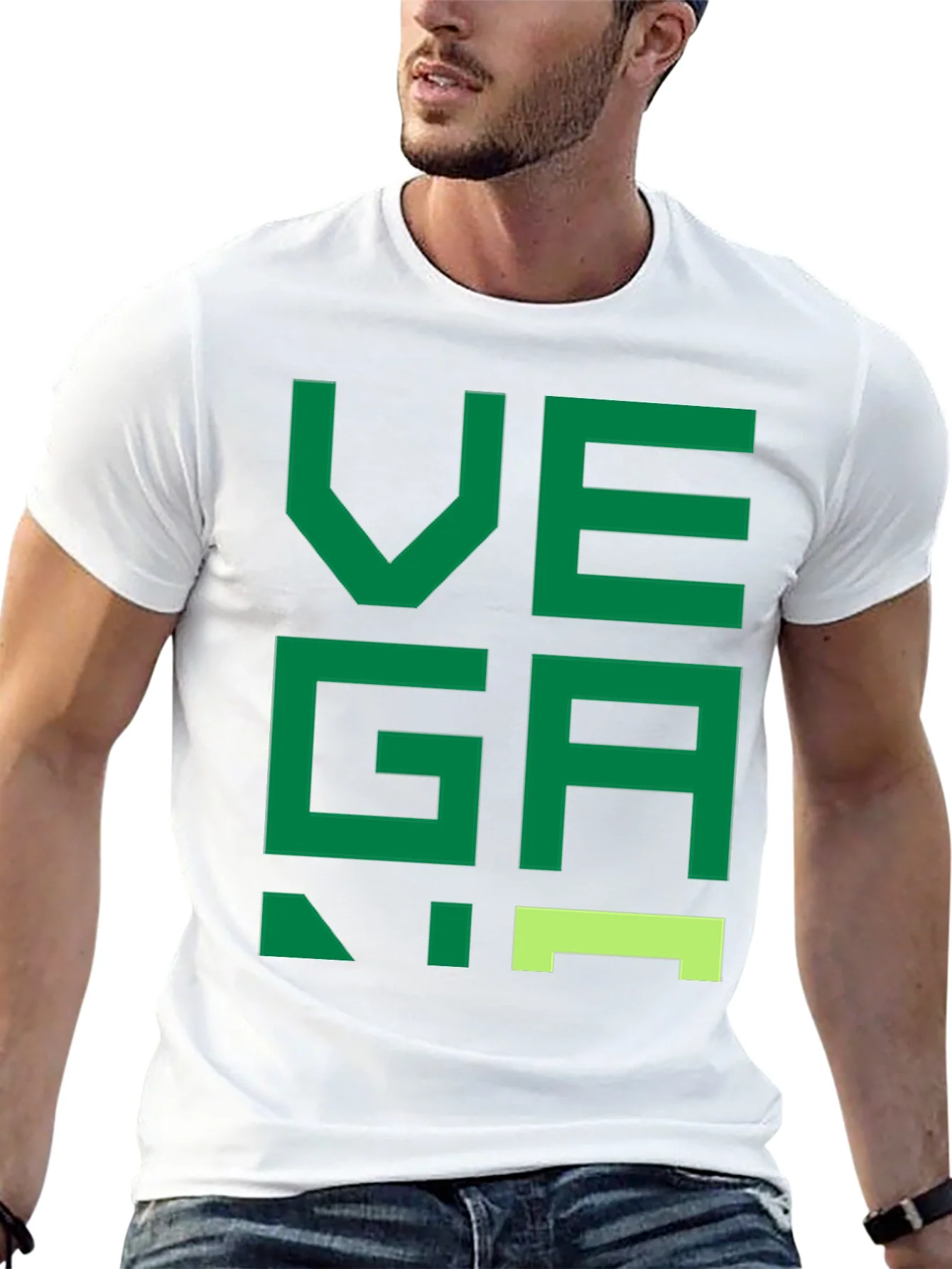 Camiseta Negra con Dise?o Vegano Verde Pixelado