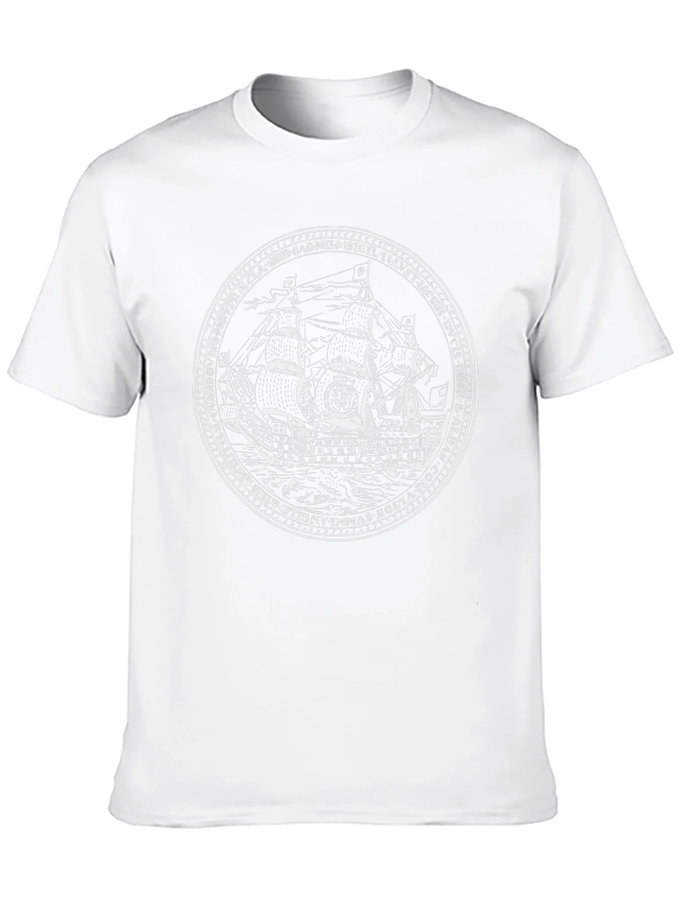Camiseta Negra con Dise?o de Barco Antiguo
