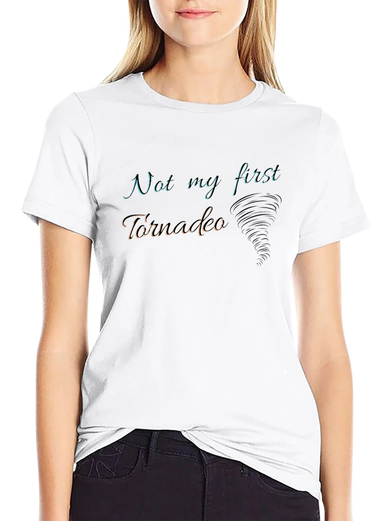 Rebbecca Not My First Tornado Black Graphic Tee