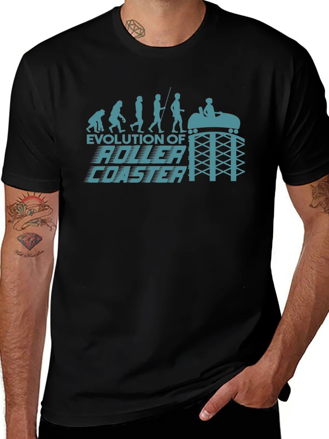 Camiseta Negra Evoluci¨®n Monta?a Rusa para Hombre