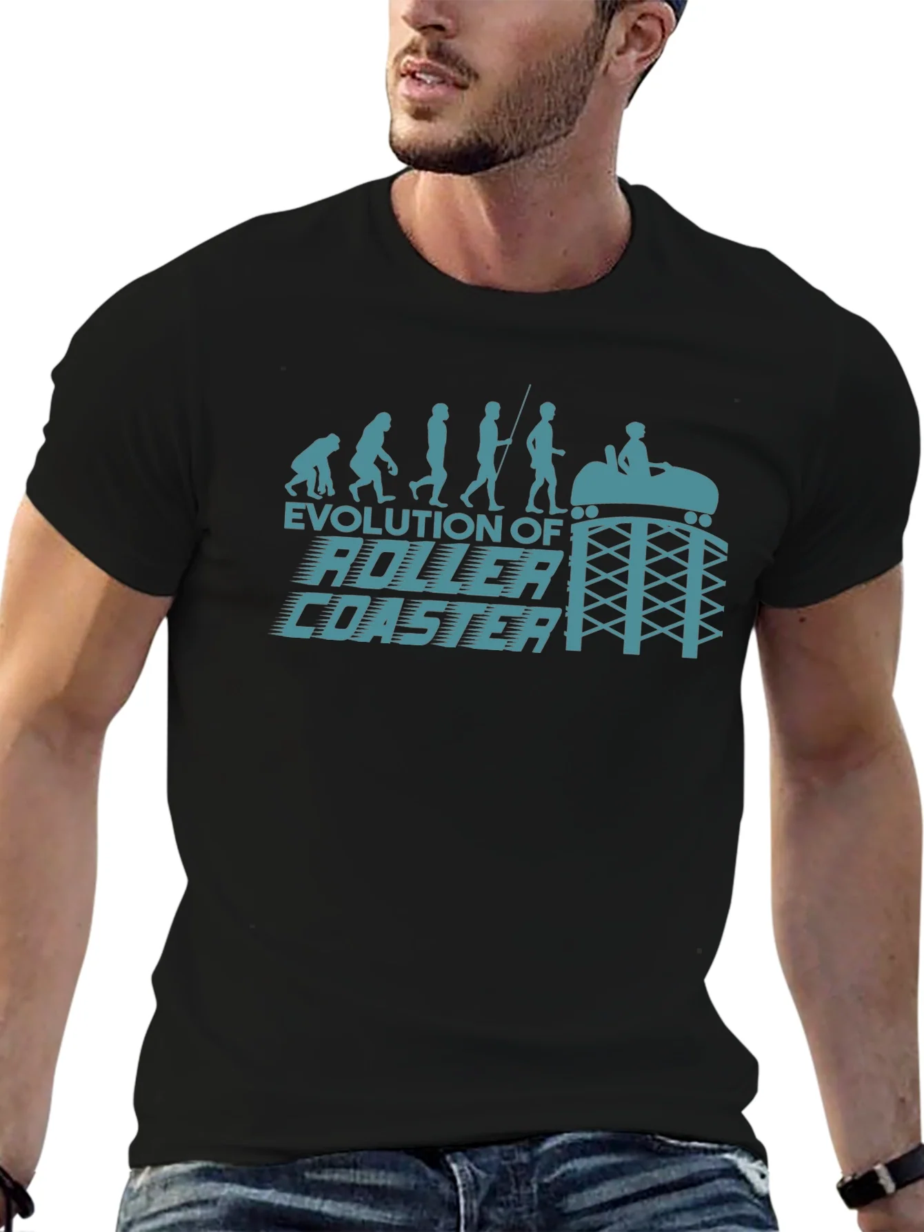 Camiseta Negra Evoluci¨®n Monta?a Rusa para Hombre