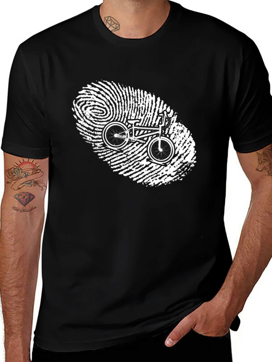 Rebbecca Bike Fingerprint Graphic Tee - Cool Riders Black T-Shirt