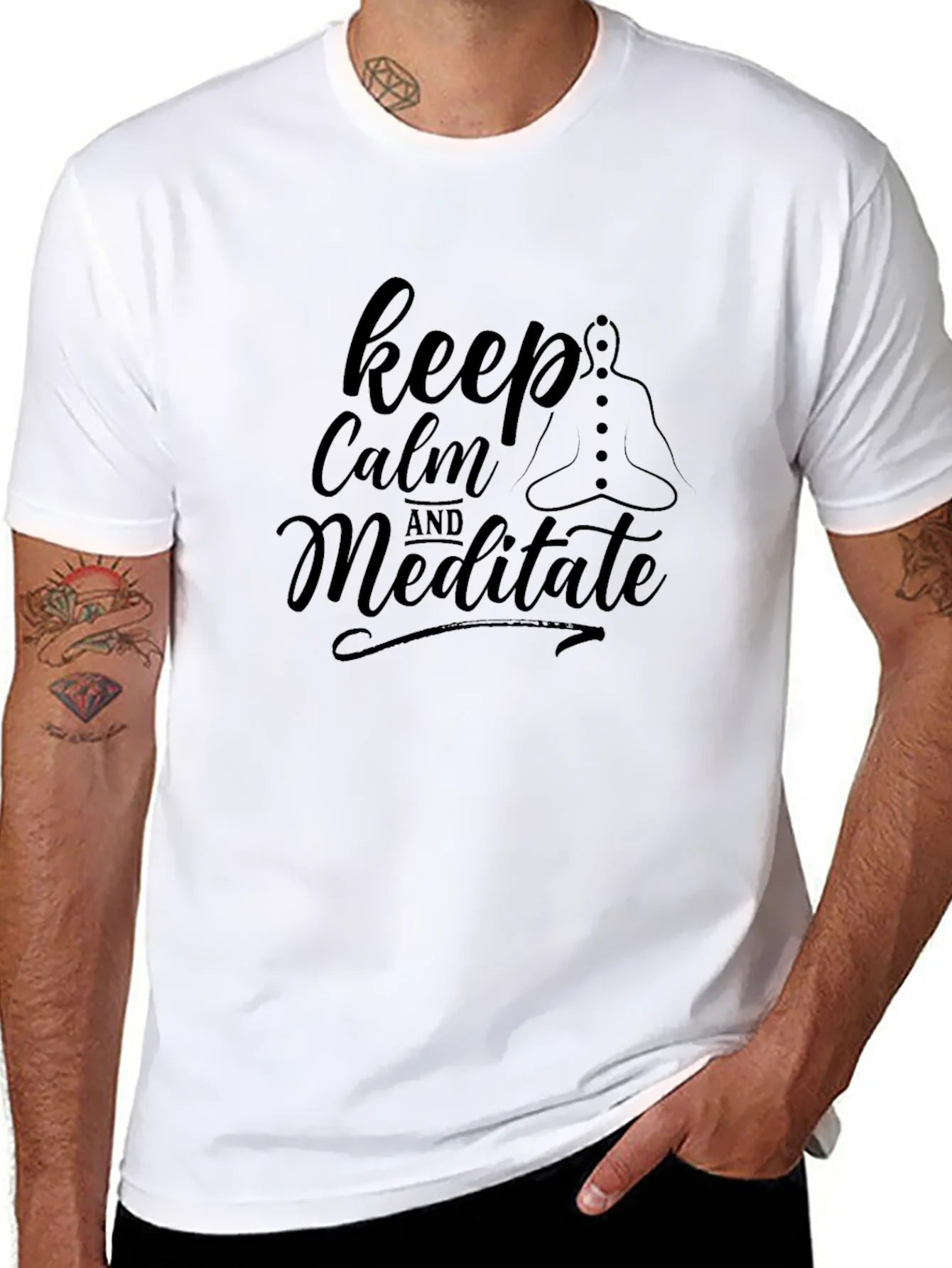 Camiseta Negra Keep Calm and Meditate