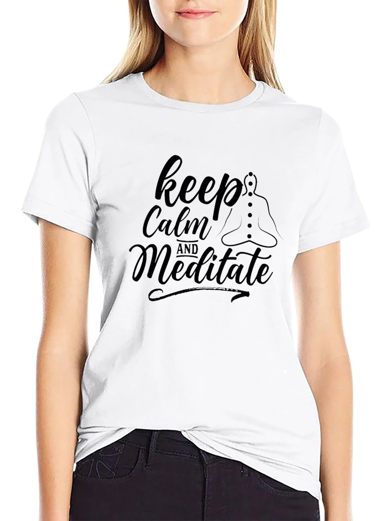 Camiseta Negra Keep Calm and Meditate