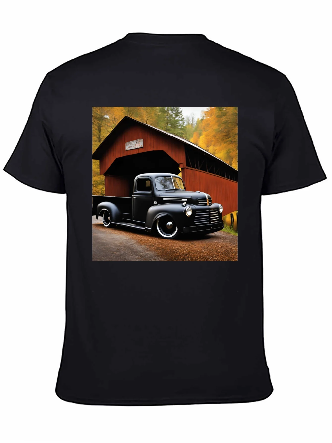 Rebbecca Classic Truck T-Shirt - Covered Bridge Backdrop
