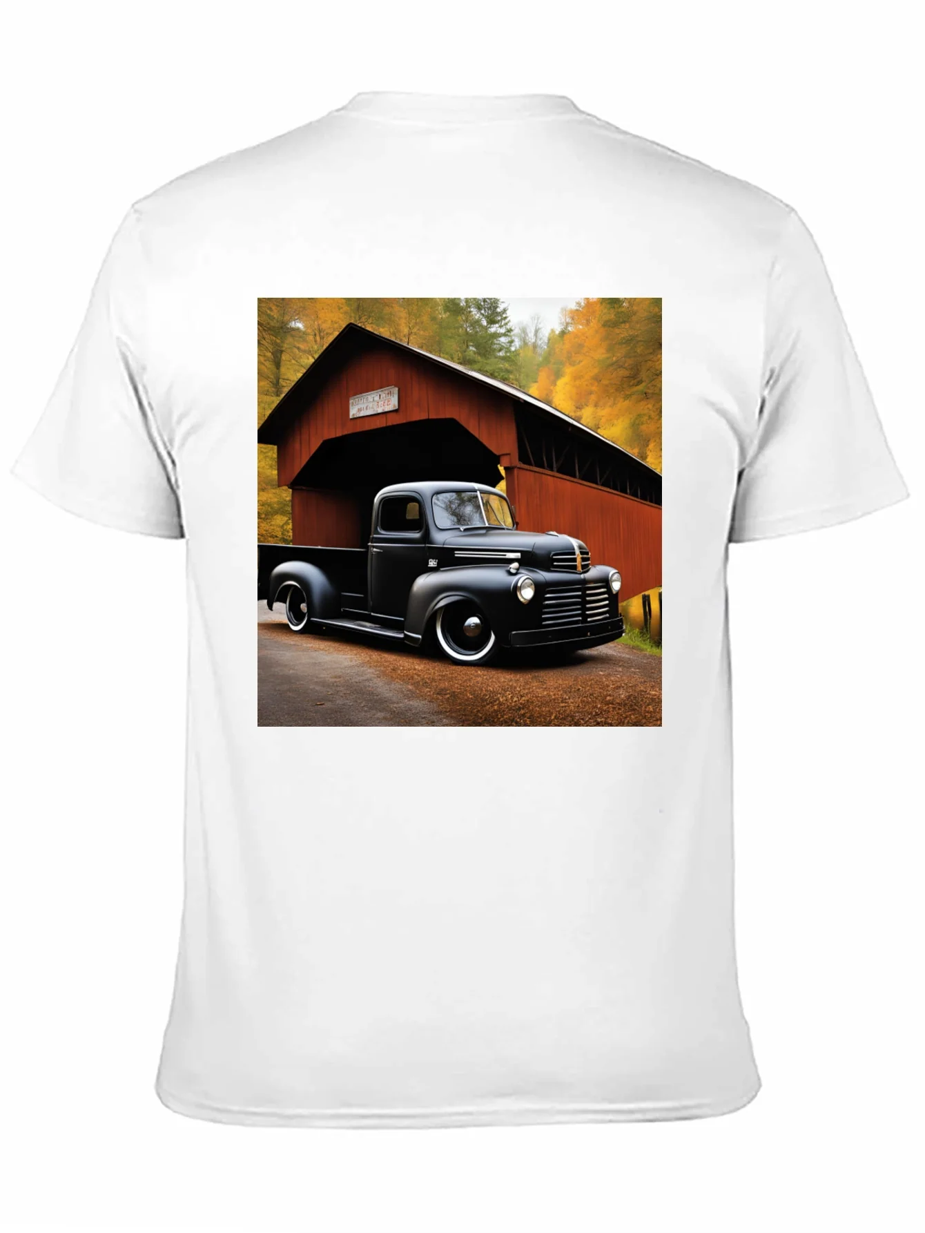 Rebbecca Classic Truck T-Shirt - Covered Bridge Backdrop