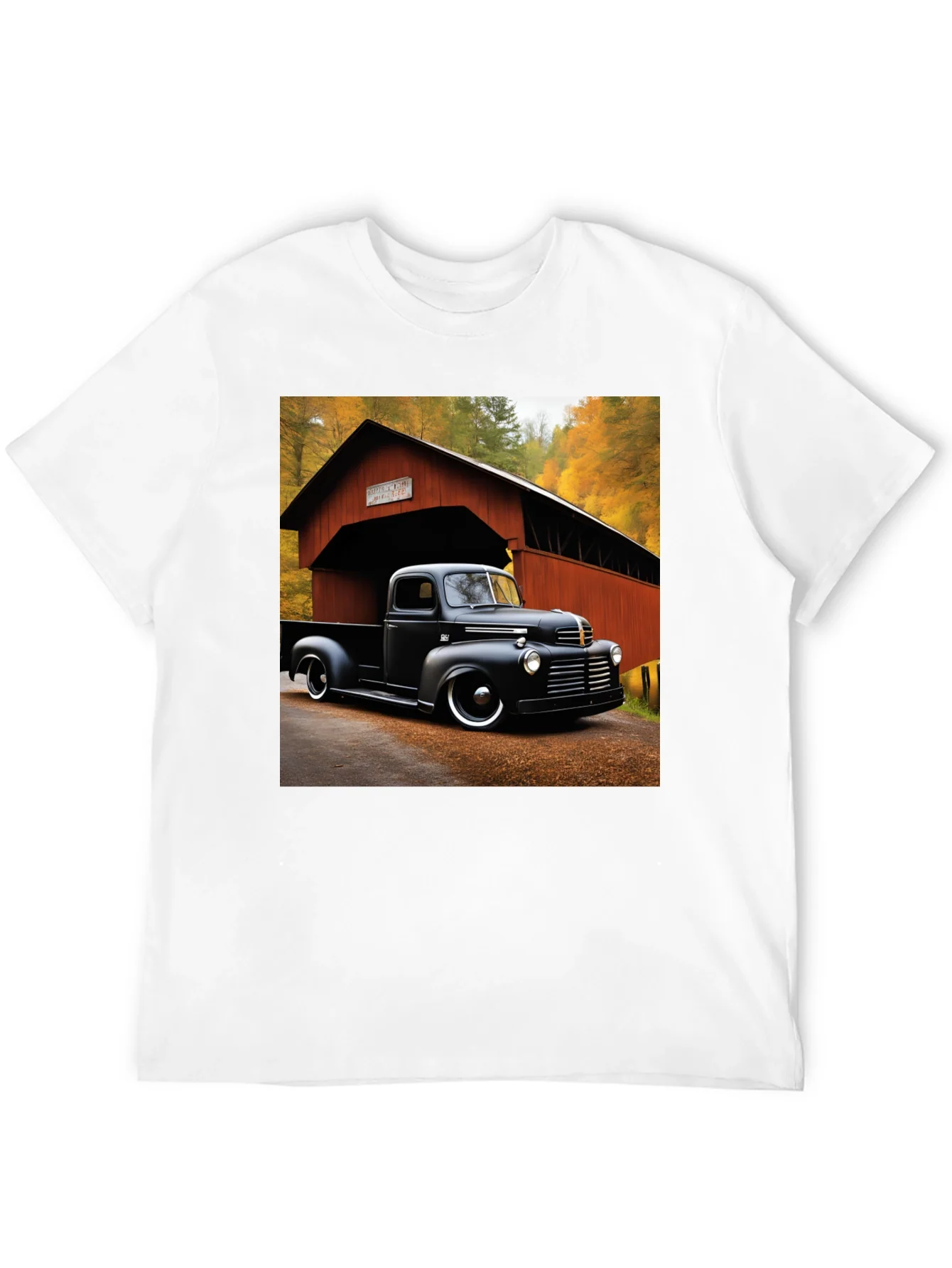 Rebbecca Classic Truck T-Shirt - Covered Bridge Backdrop