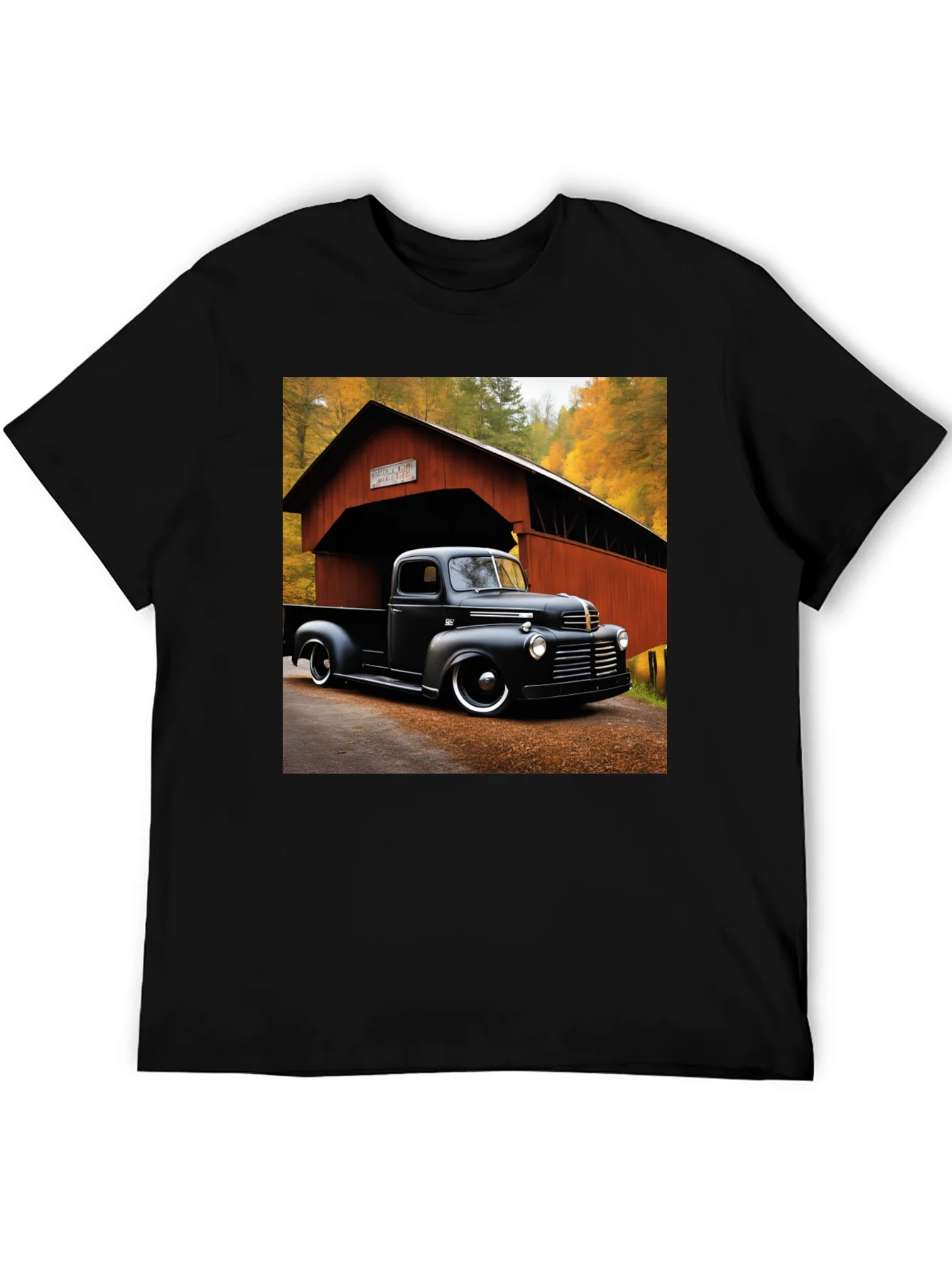 Rebbecca Classic Truck T-Shirt - Covered Bridge Backdrop
