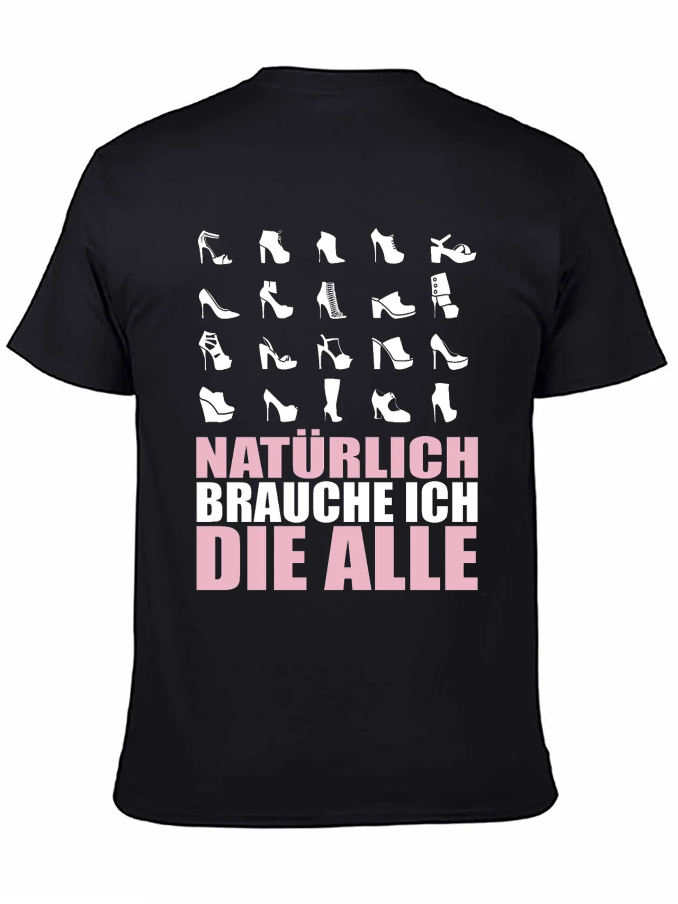 Camiseta Negra Gr¨¢fica de Zapatos de Tac¨®n