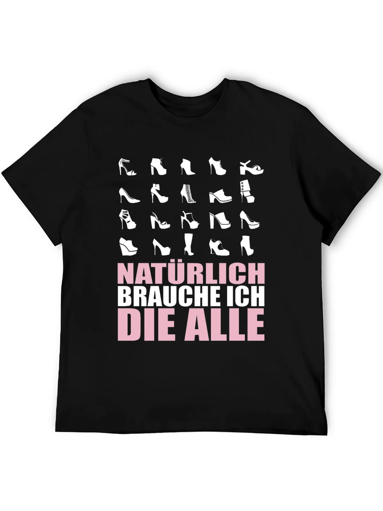 Camiseta Negra Gr¨¢fica de Zapatos de Tac¨®n