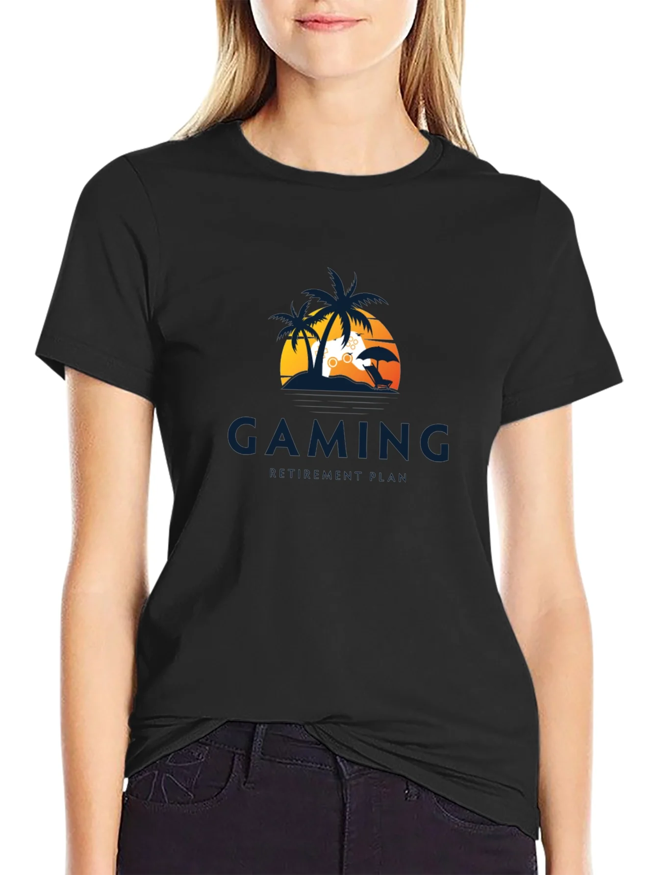Camiseta Negra Gaming: Sol Playa y Videojuegos