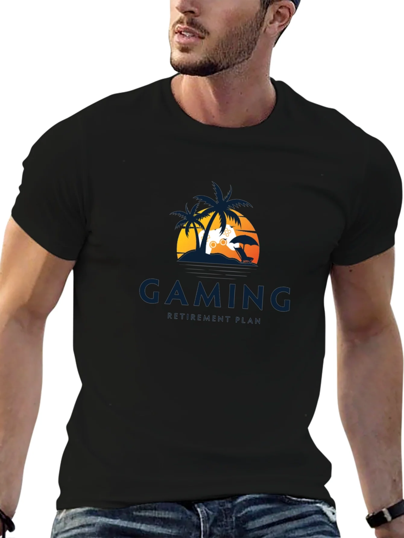 Camiseta Negra Gaming: Sol Playa y Videojuegos