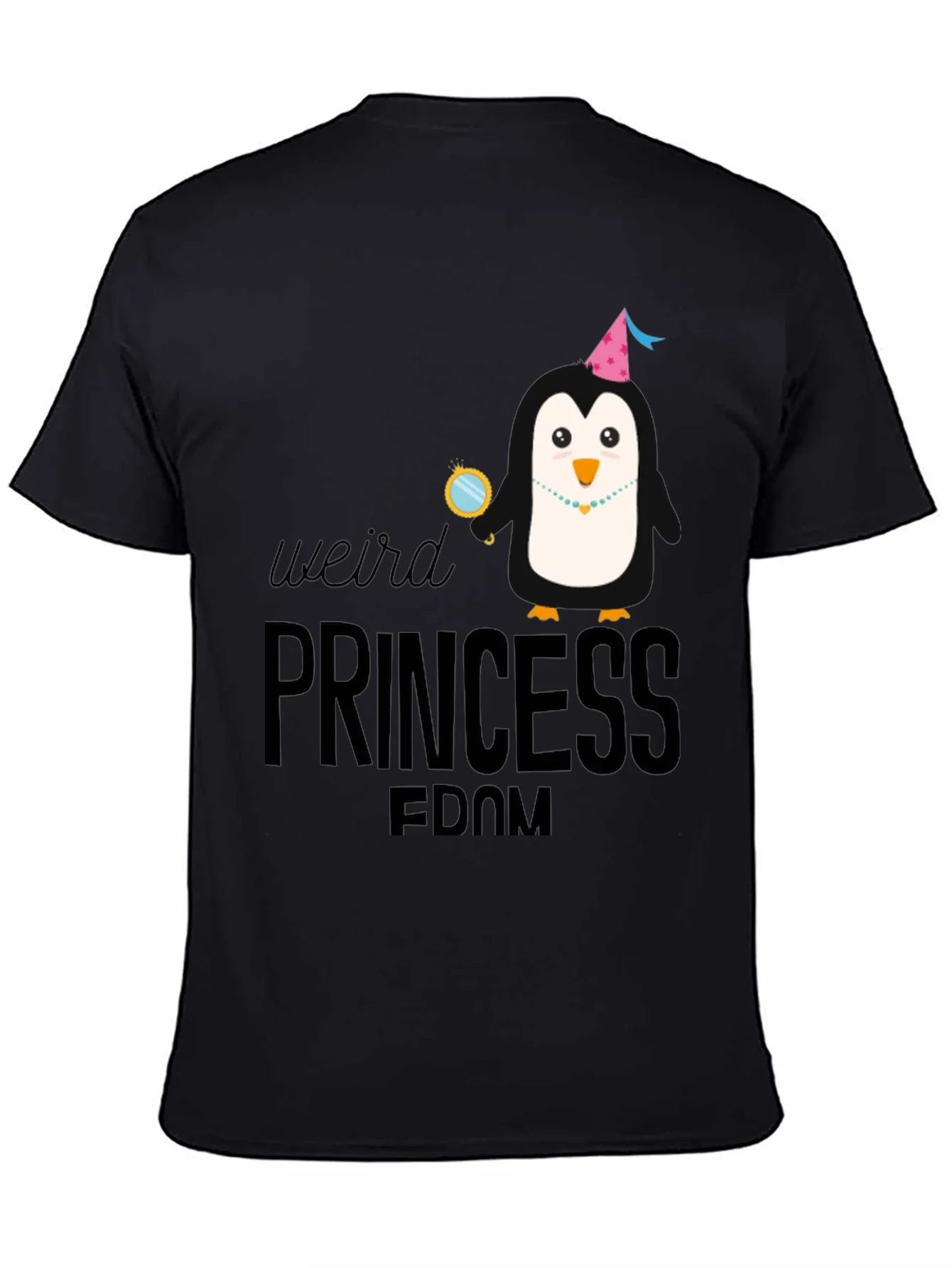 Camiseta Negra con Dise?o de Ping¨¹ino Princesa