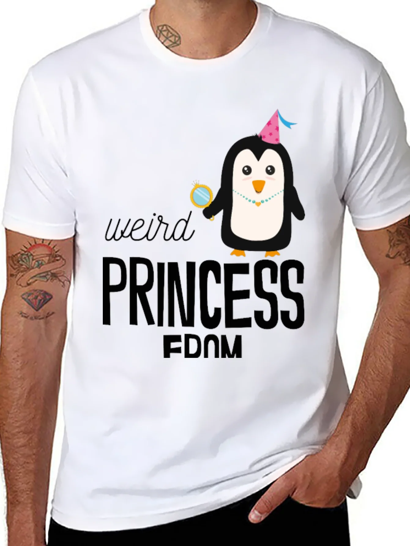 Camiseta Negra con Dise?o de Ping¨¹ino Princesa