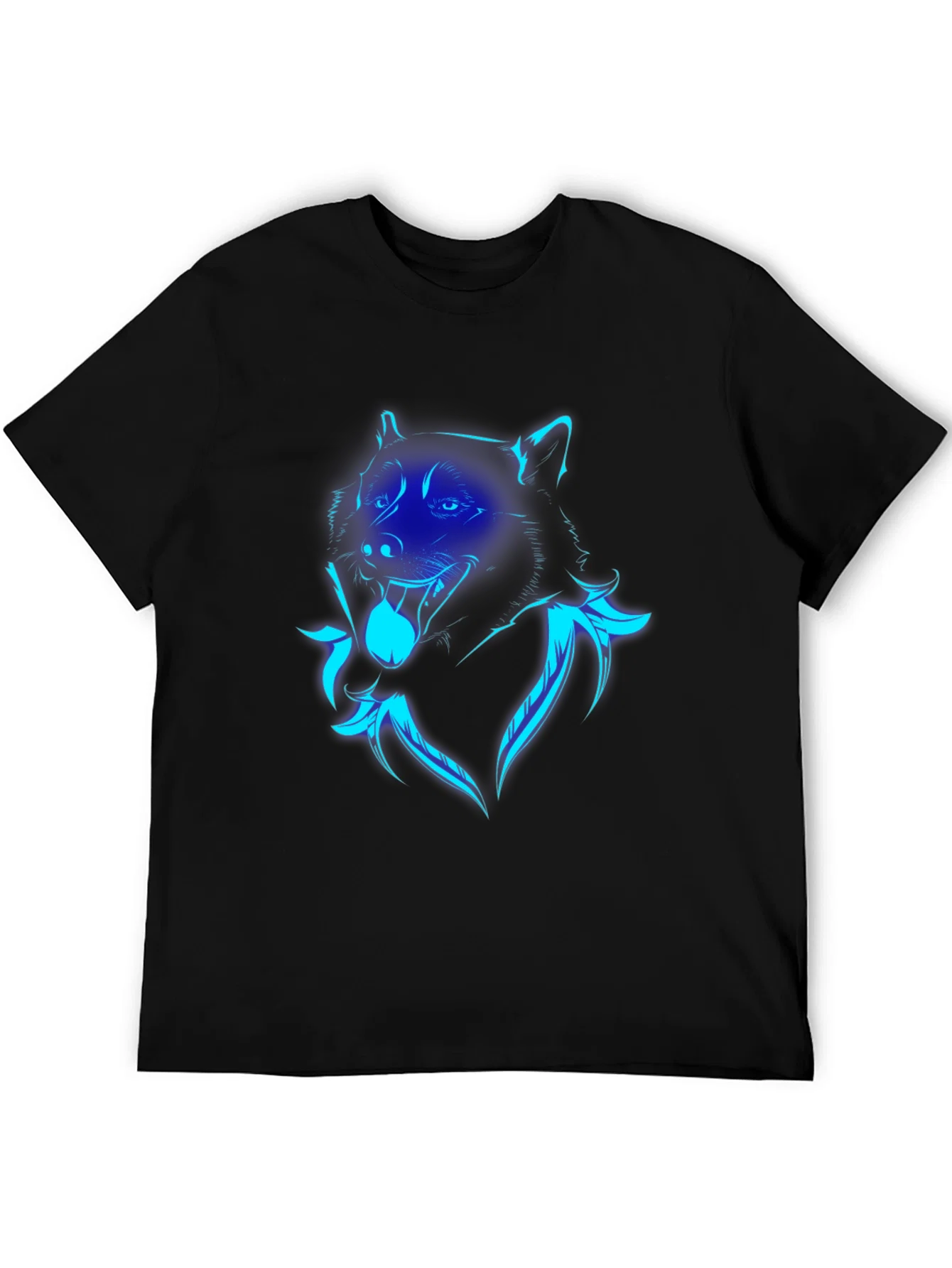 Rebbecca Neon Wolf Graphic Print Black T-Shirt