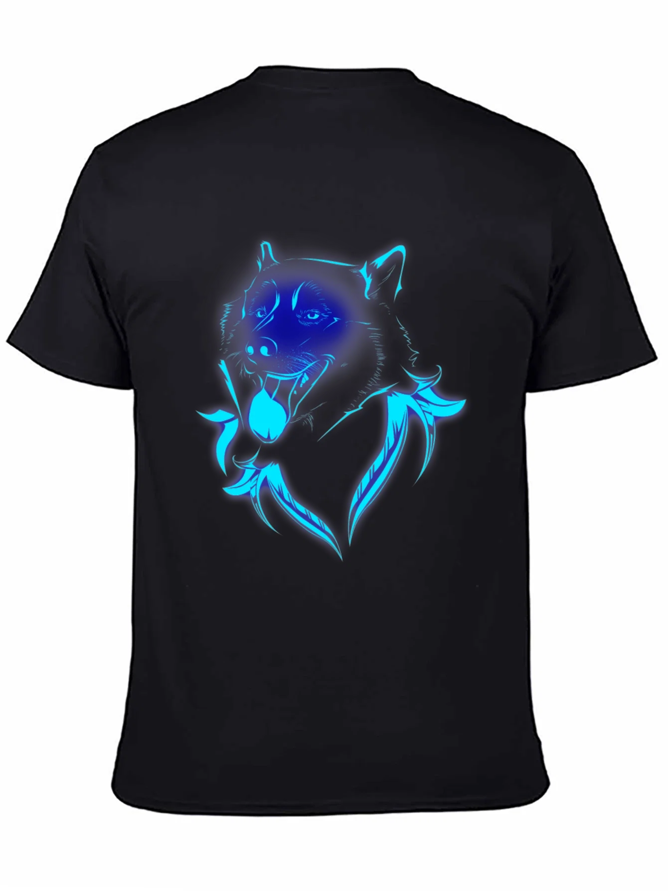 Rebbecca Neon Wolf Graphic Print Black T-Shirt