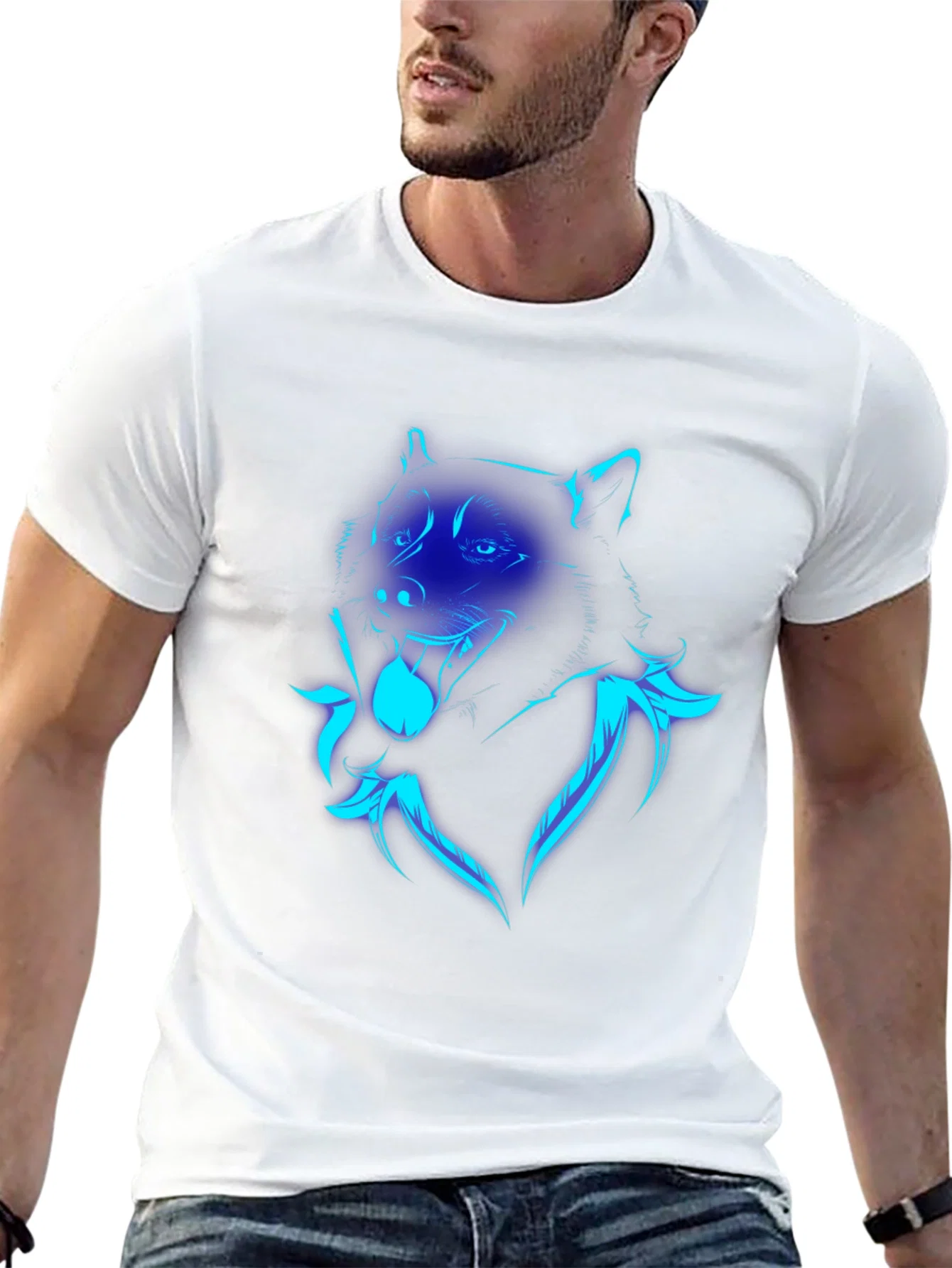 Rebbecca Neon Wolf Graphic Print Black T-Shirt