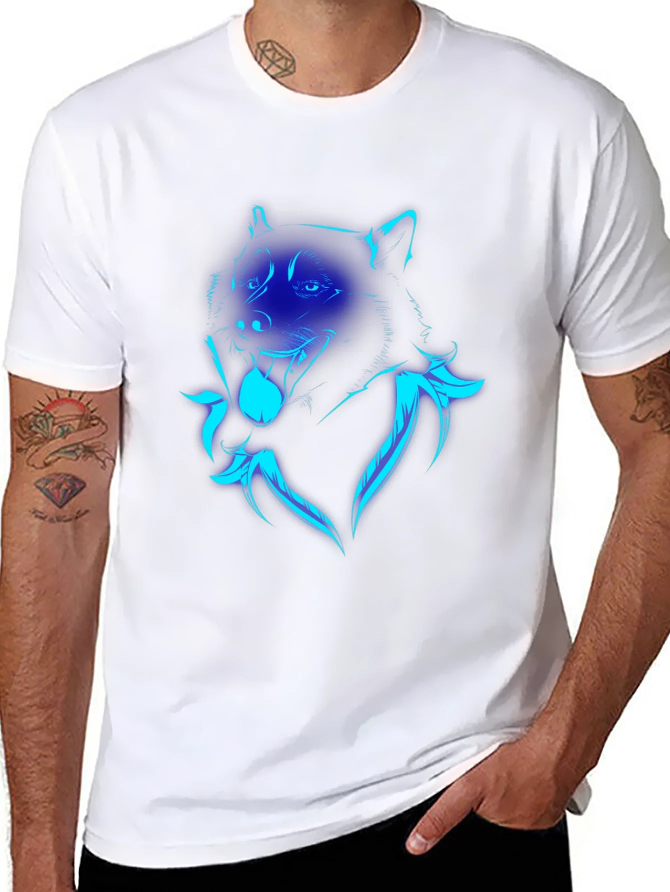 Rebbecca Neon Wolf Graphic Print Black T-Shirt