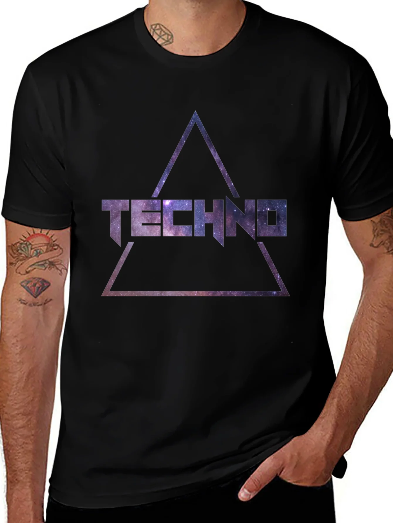 Rebbecca Techno Galaxy T-Shirt - Cosmic Triangle Design