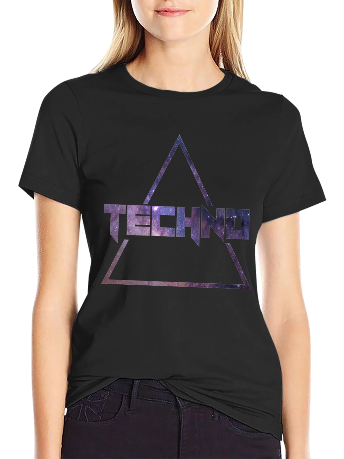Rebbecca Techno Galaxy T-Shirt - Cosmic Triangle Design