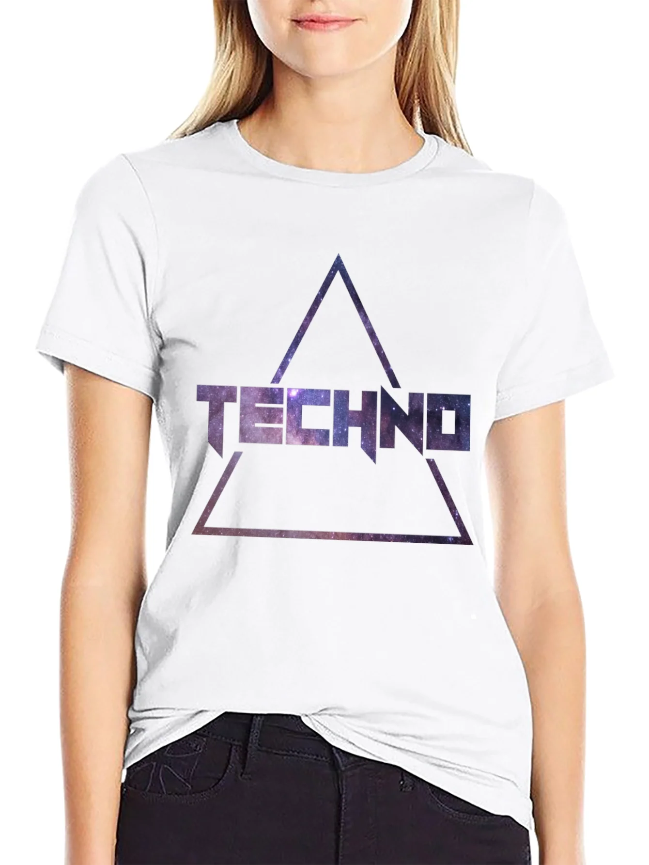Rebbecca Techno Galaxy T-Shirt - Cosmic Triangle Design