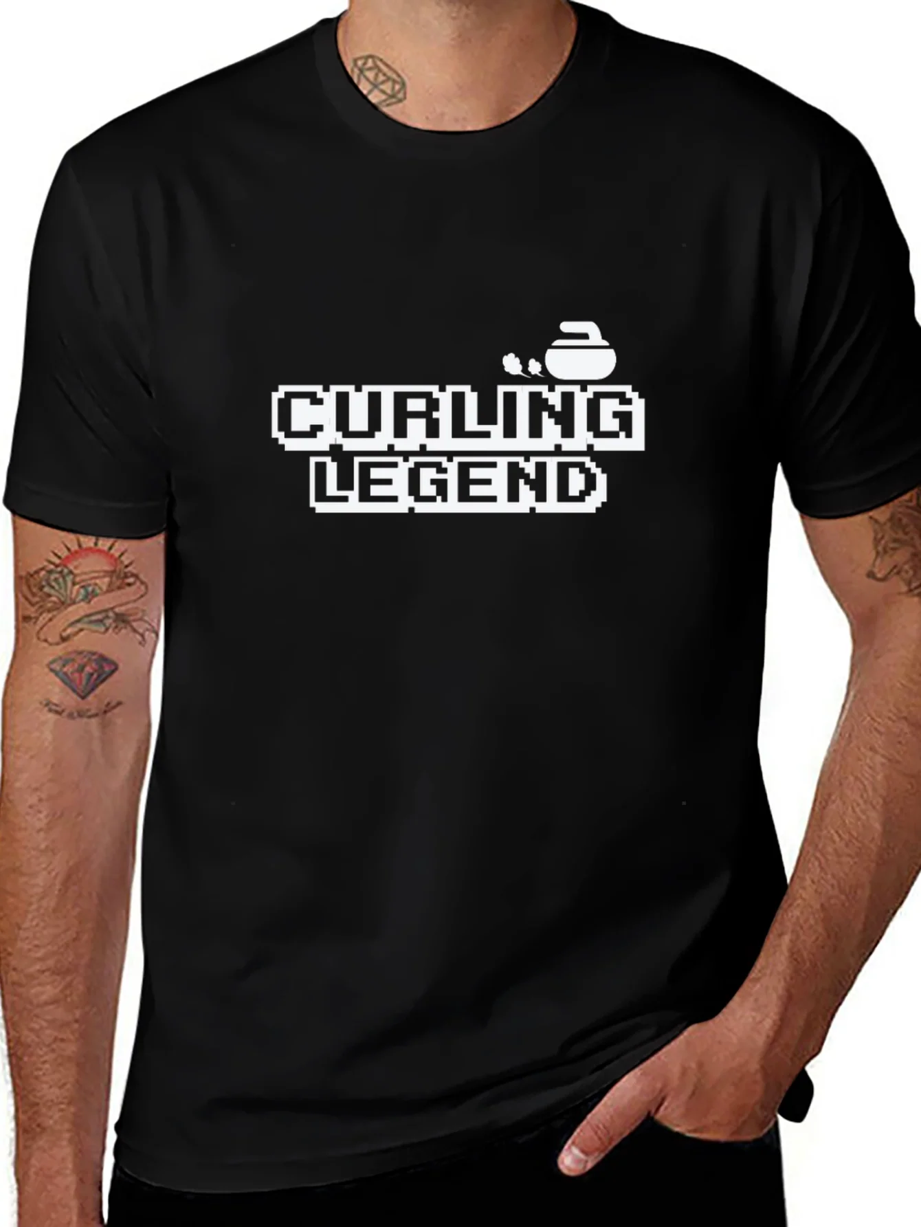 Camiseta Negra Curling Legend - Estilo Retro