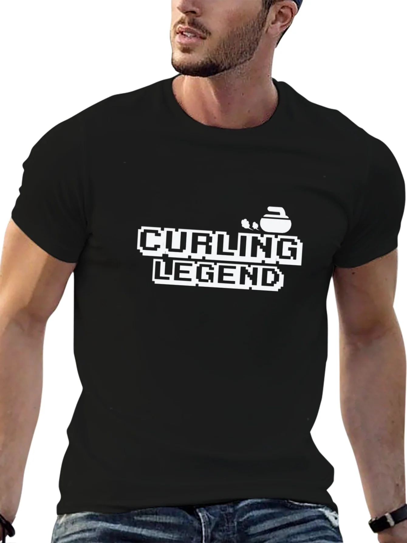 Camiseta Negra Curling Legend - Estilo Retro