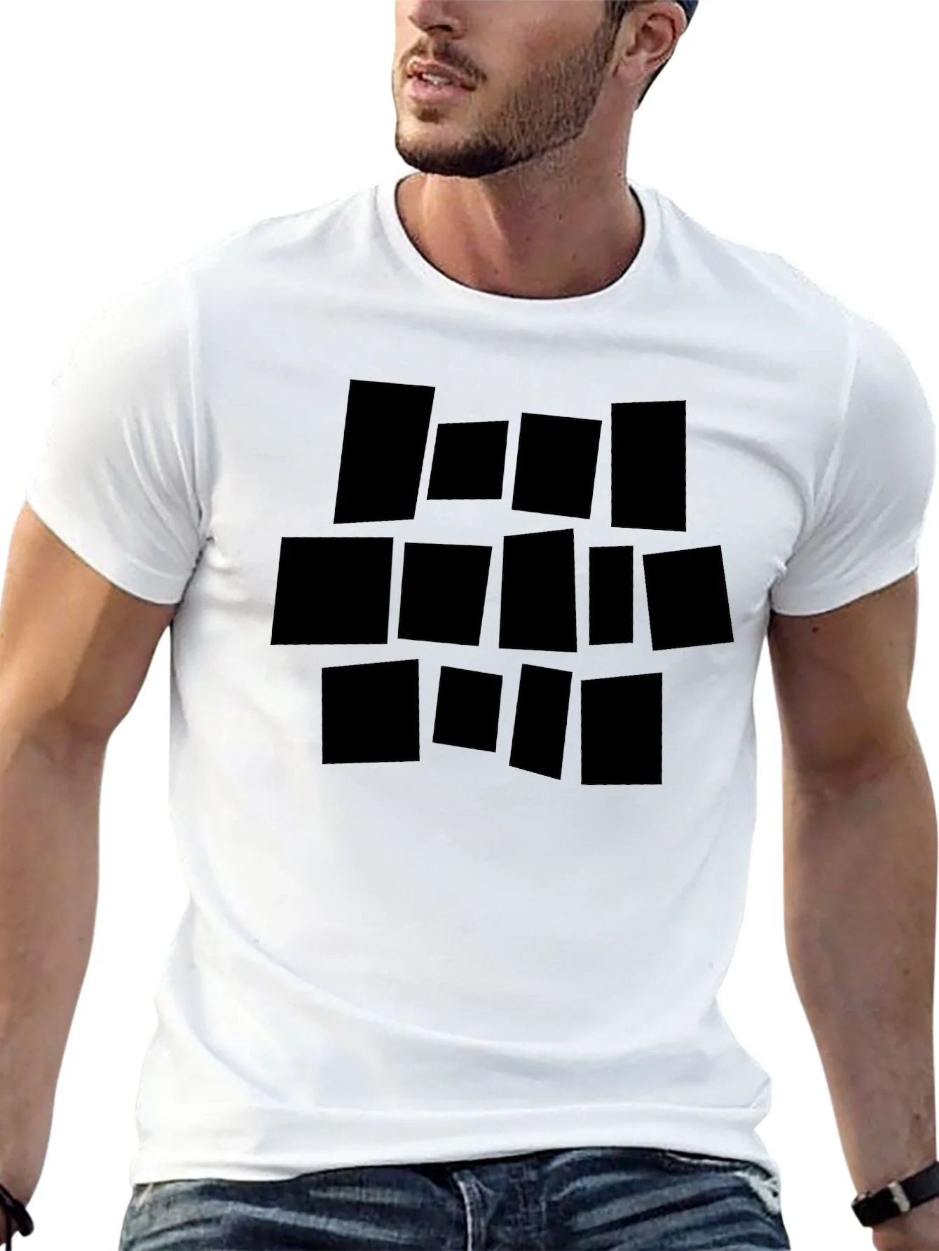 Rebbecca Abstract Geometric Block Print Black T-Shirt