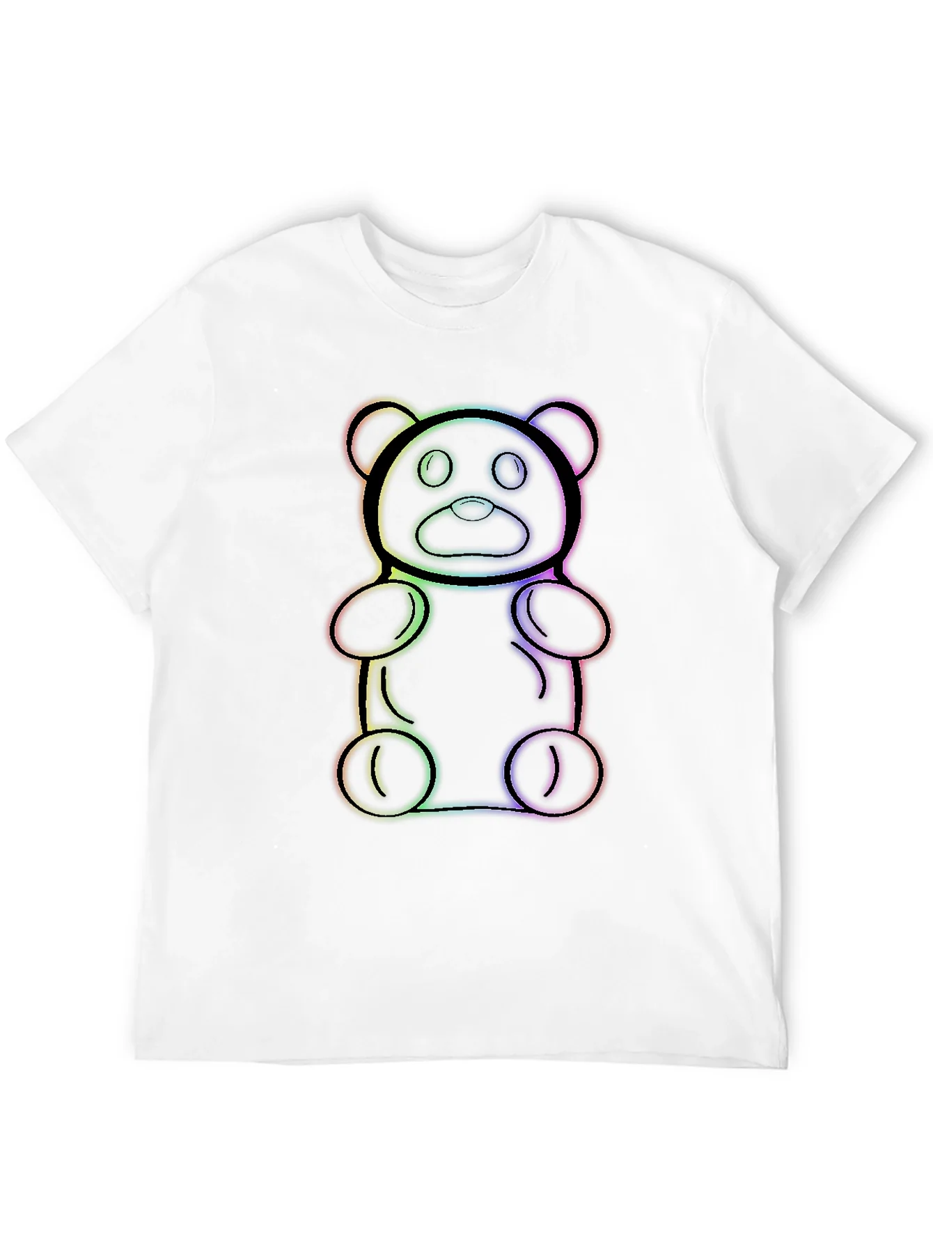 Camiseta Negra con Dise?o de Oso de Gominola Arco¨ªris