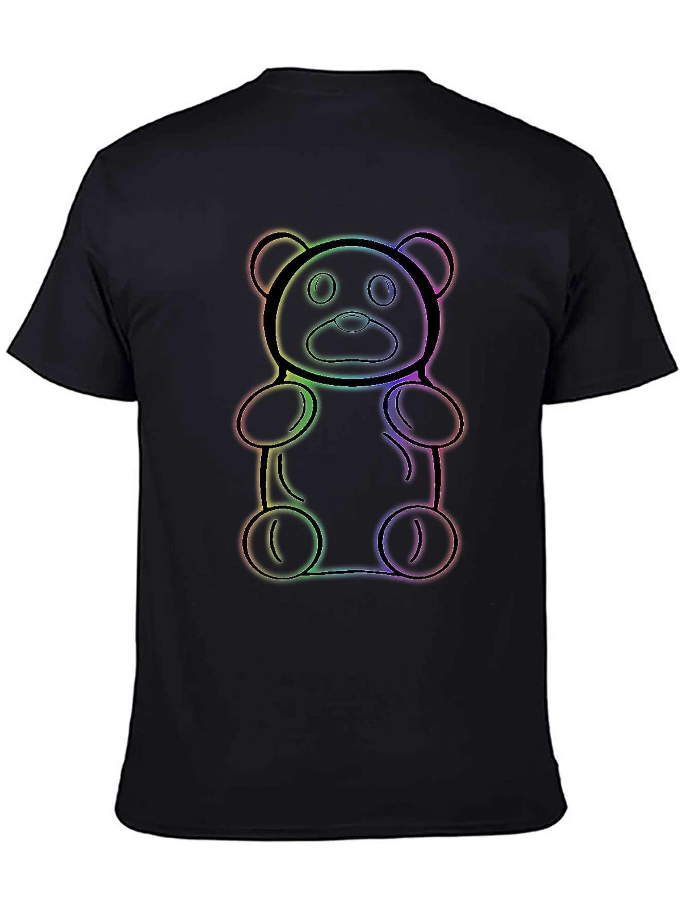 Camiseta Negra con Dise?o de Oso de Gominola Arco¨ªris