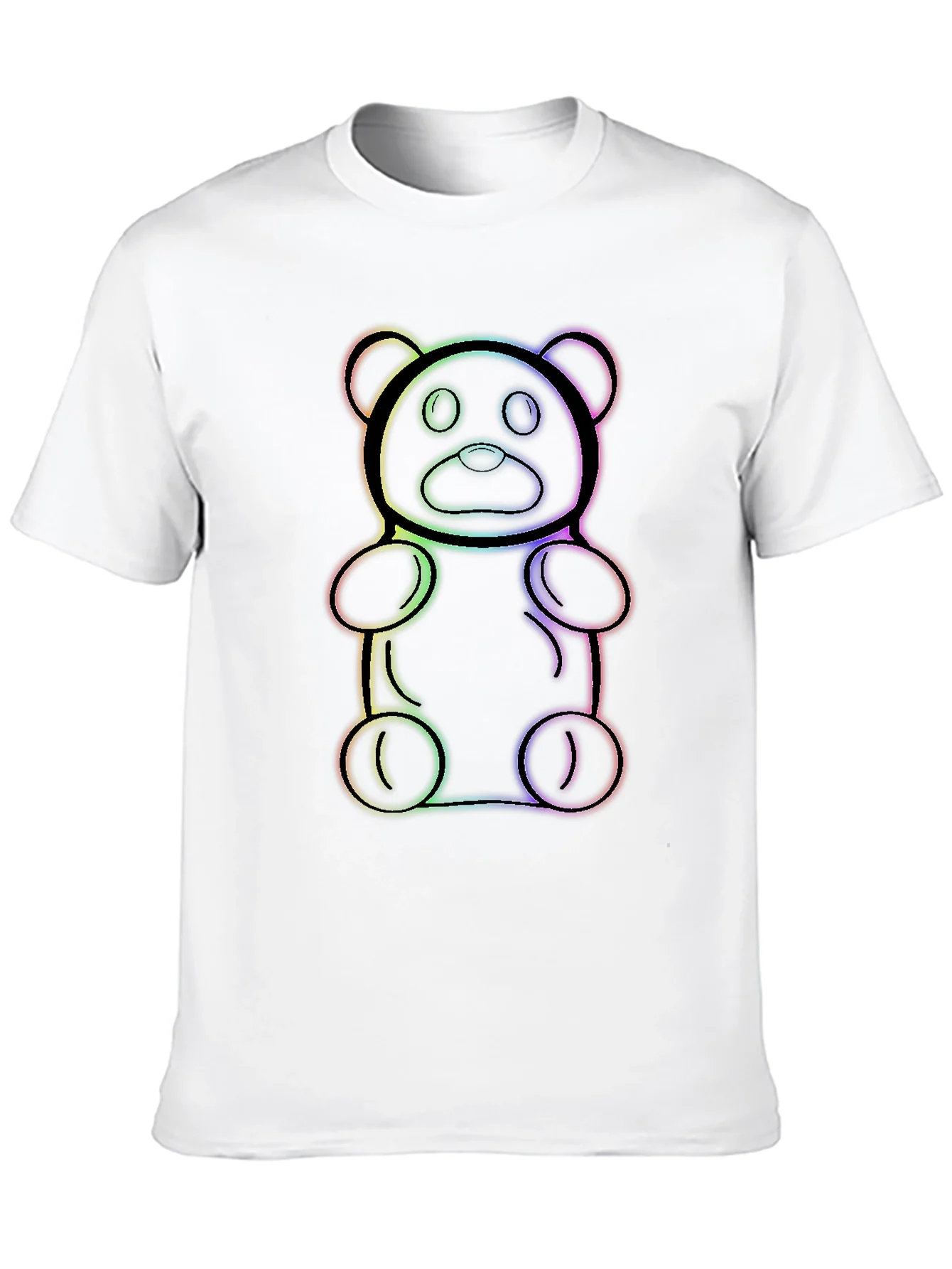 Camiseta Negra con Dise?o de Oso de Gominola Arco¨ªris