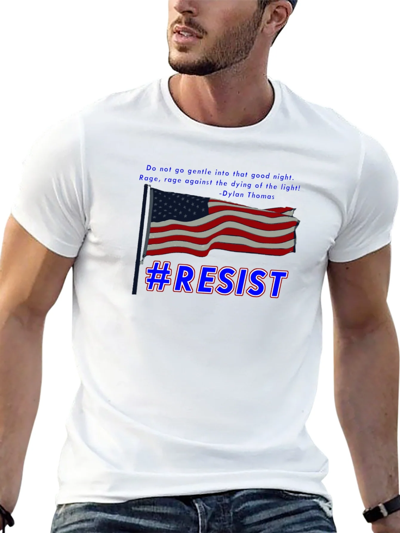 Camiseta Negra #Resist con Bandera Americana