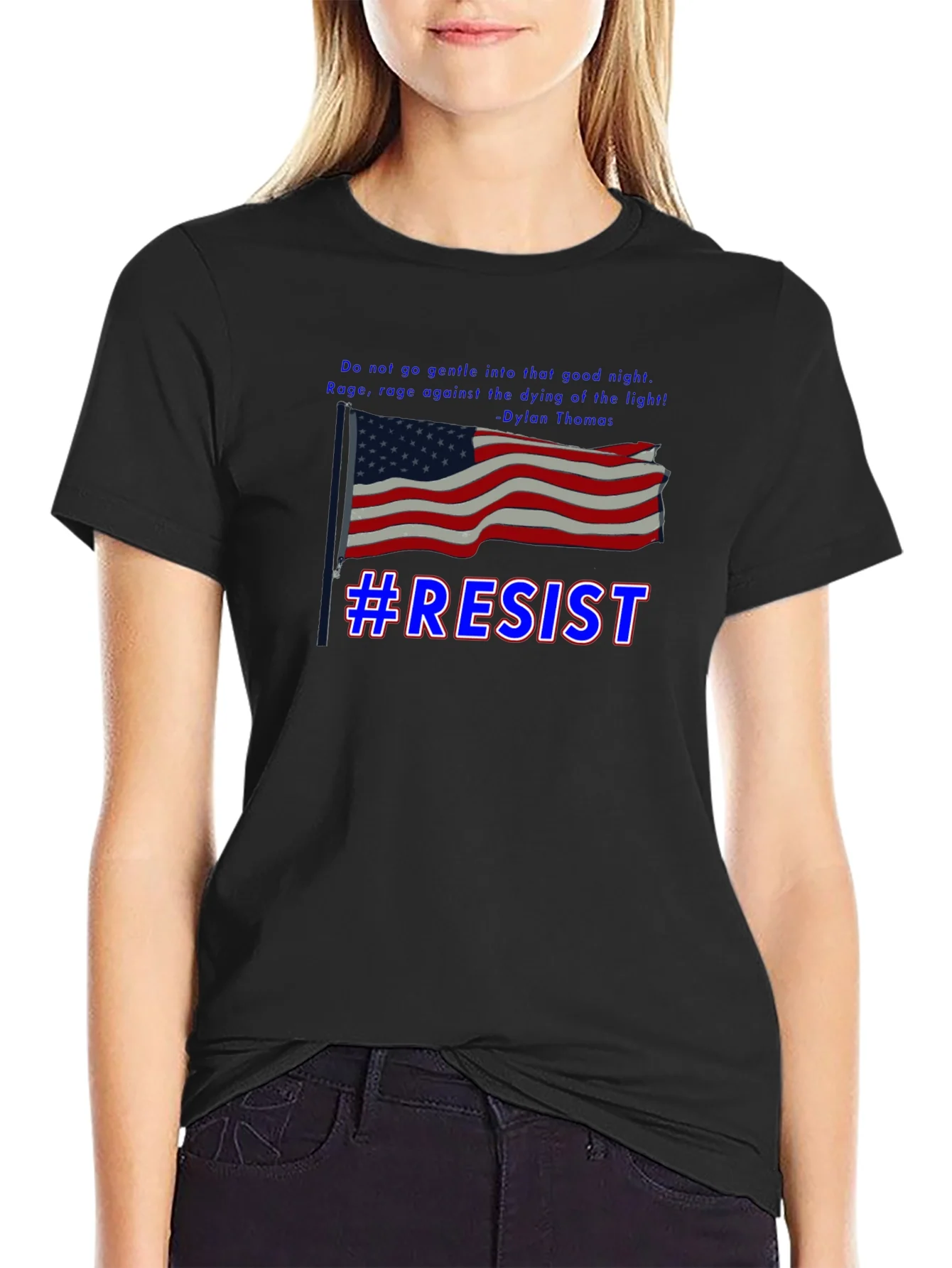 Camiseta Negra #Resist con Bandera Americana