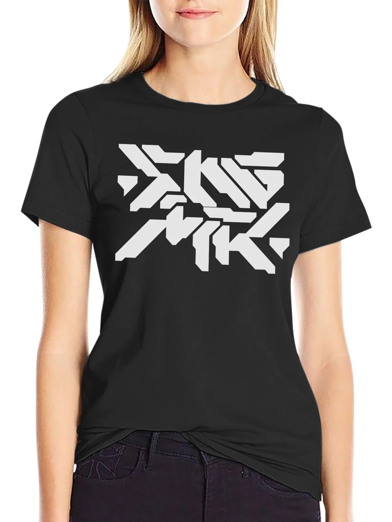 Rebbecca Futuristic Graphic Print Black T-Shirt