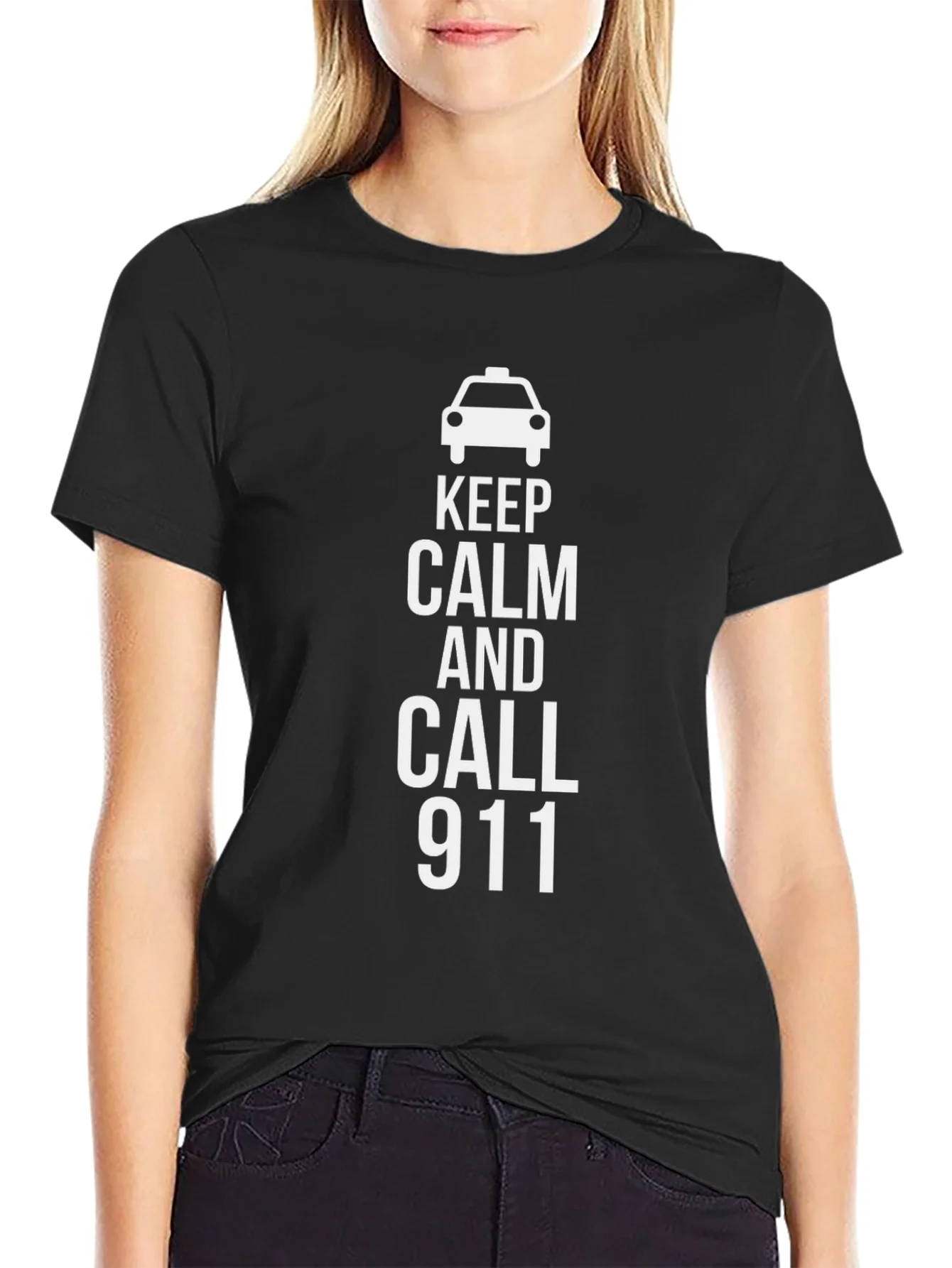 Camiseta Negra Keep Calm and Call 911
