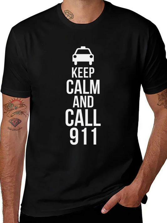Camiseta Negra Keep Calm and Call 911