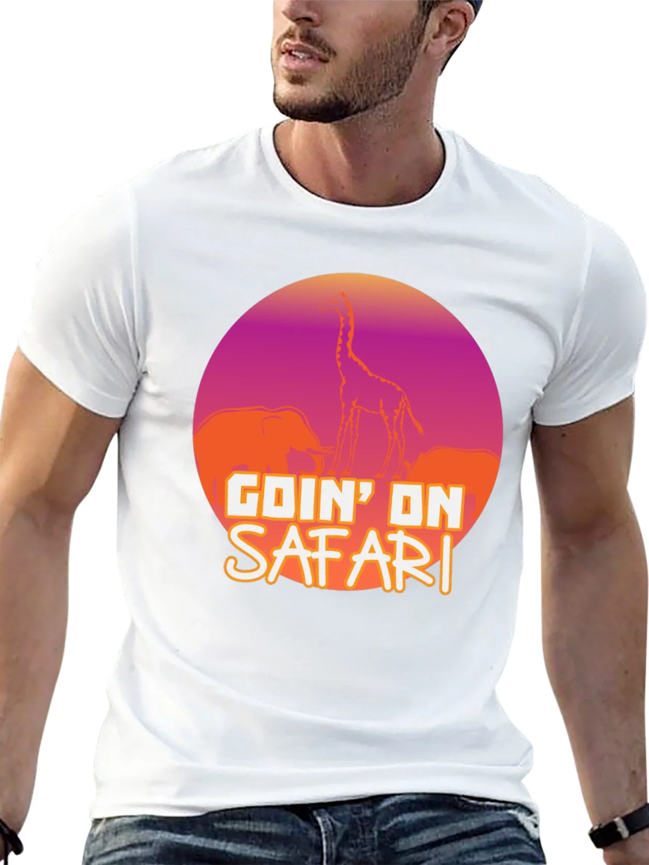 Camiseta Negra Safari Girafa Elefante