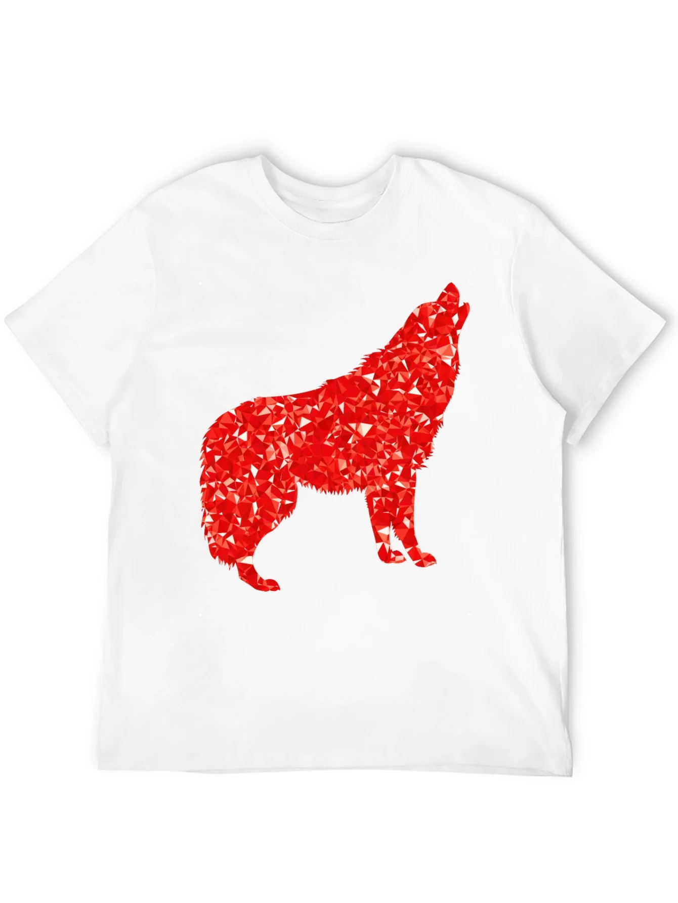 Camiseta Negra con Lobo Rojo Abstracto