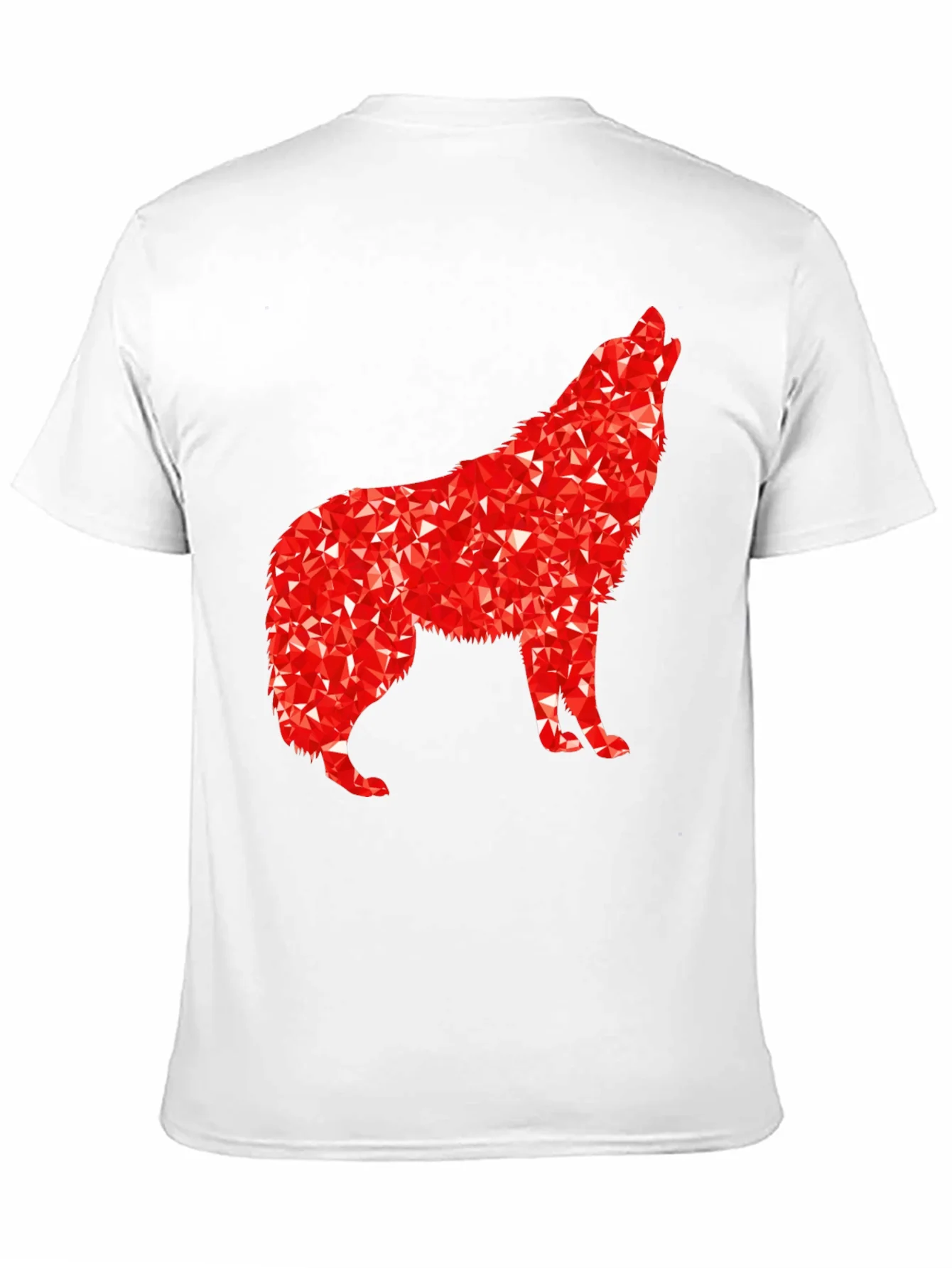 Camiseta Negra con Lobo Rojo Abstracto