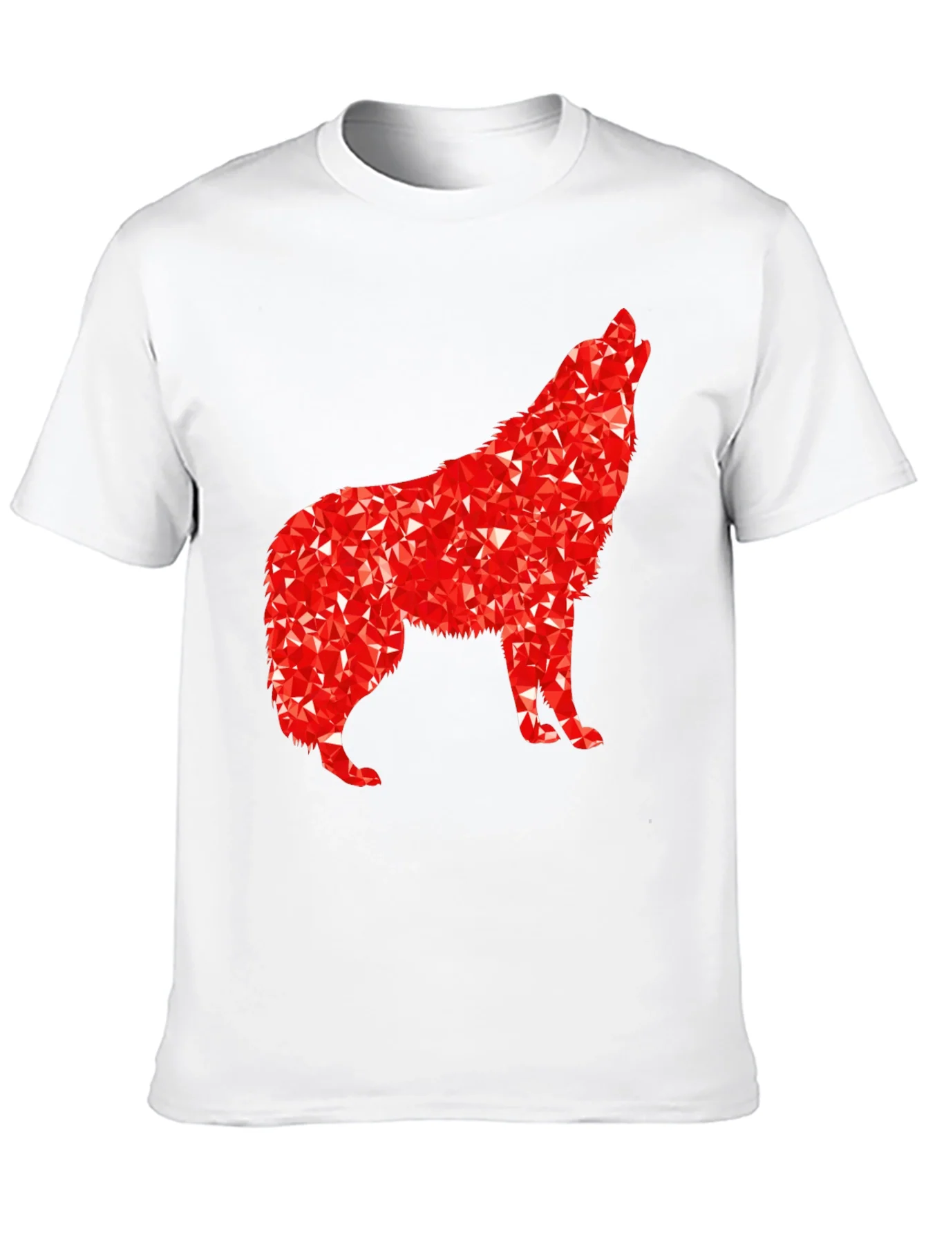 Camiseta Negra con Lobo Rojo Abstracto